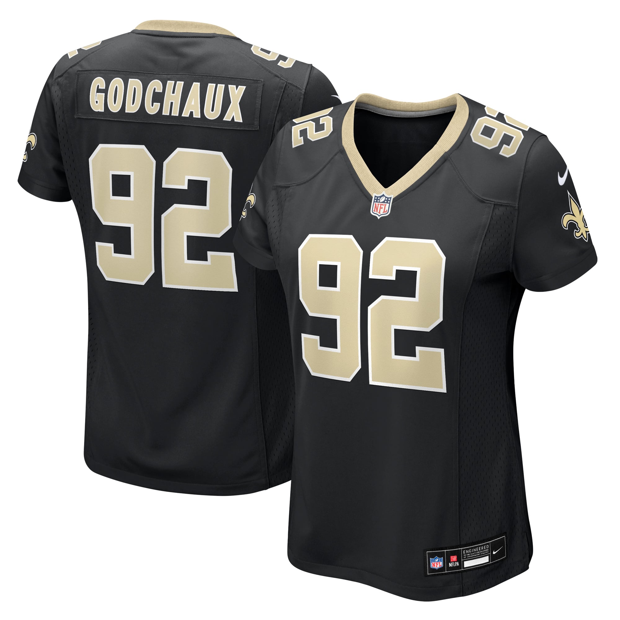Davon Godchaux New Orleans Saints Women's Team Game Jersey - Black - Image 2