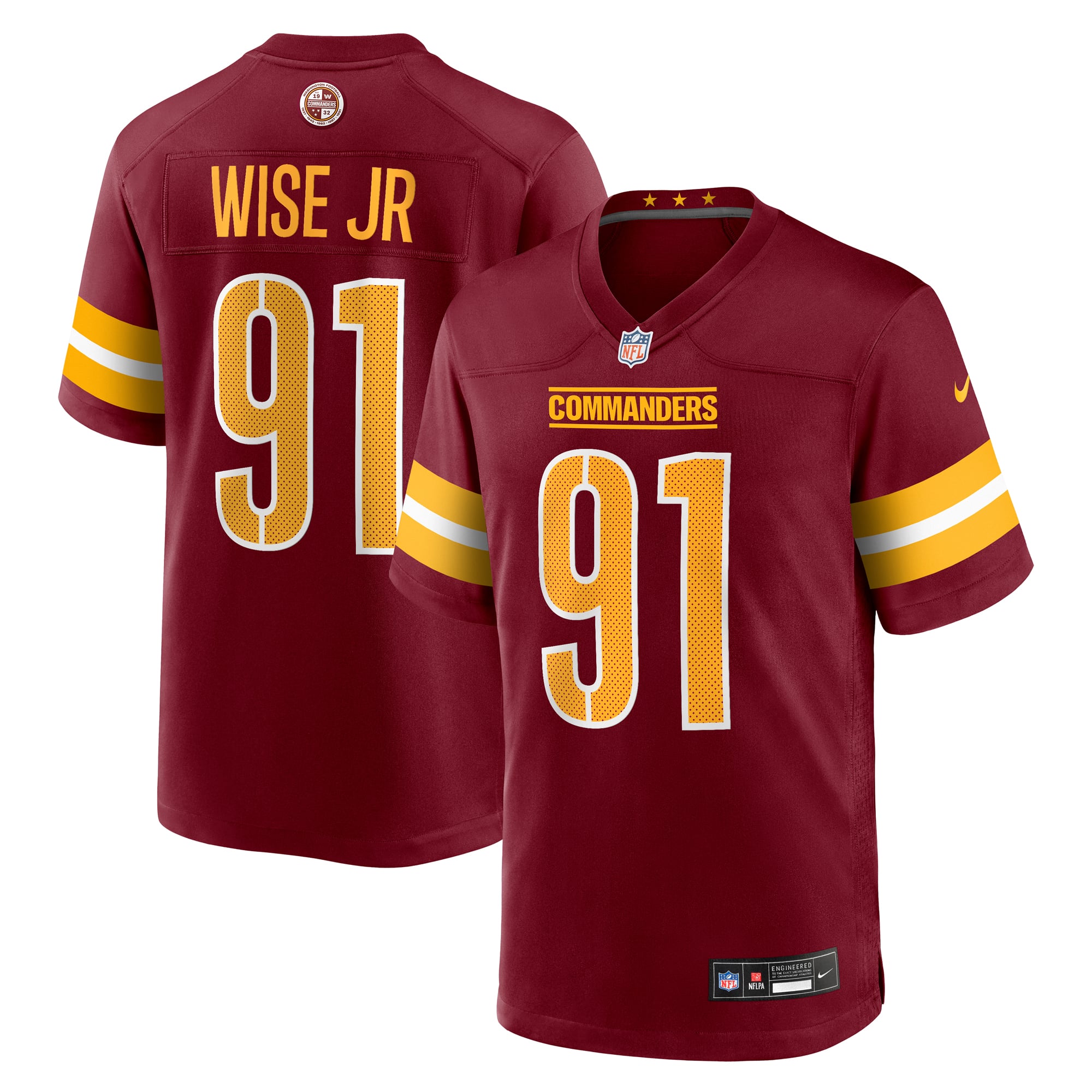 Deatrich Wise Jr. Washington Commanders Team Game Jersey - Burgundy - Image 2