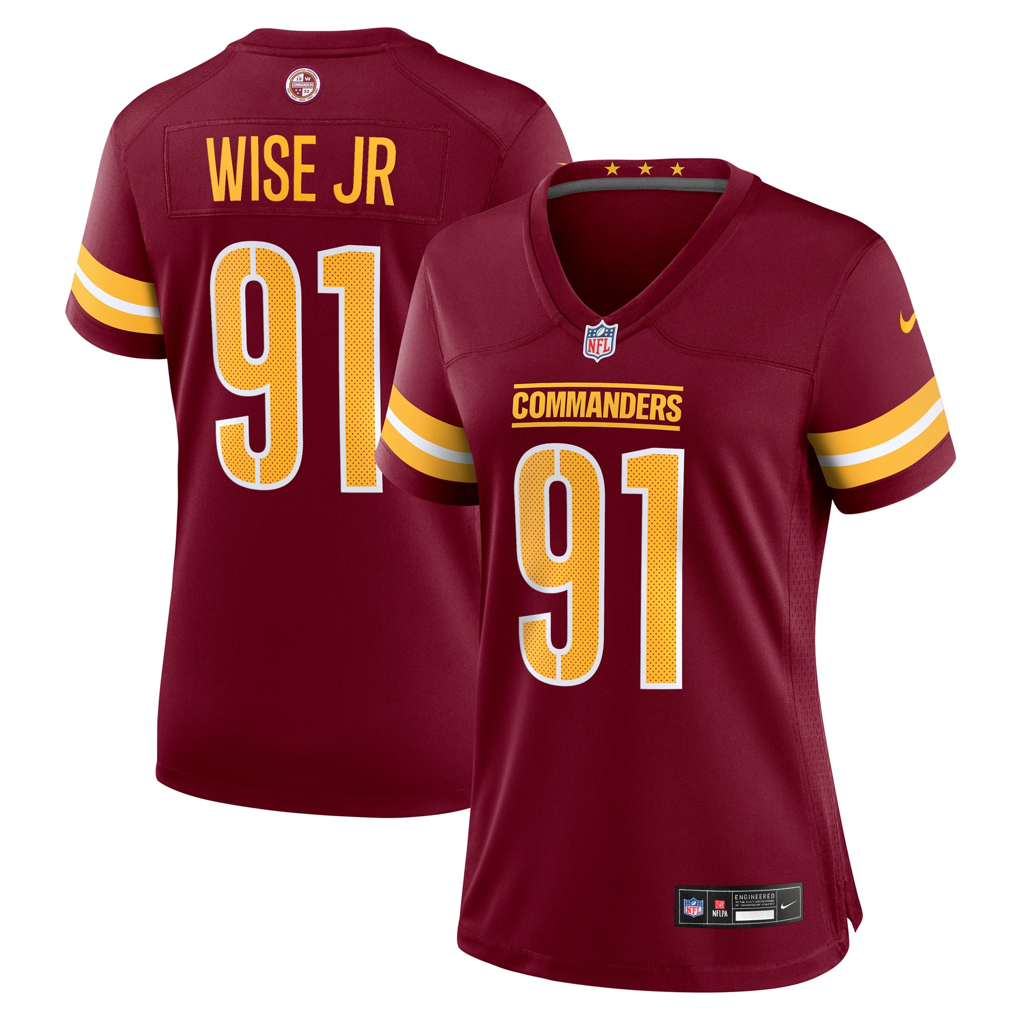 Deatrich Wise Jr. Washington Commanders Women's Team Game Jersey - Burgundy - Image 2