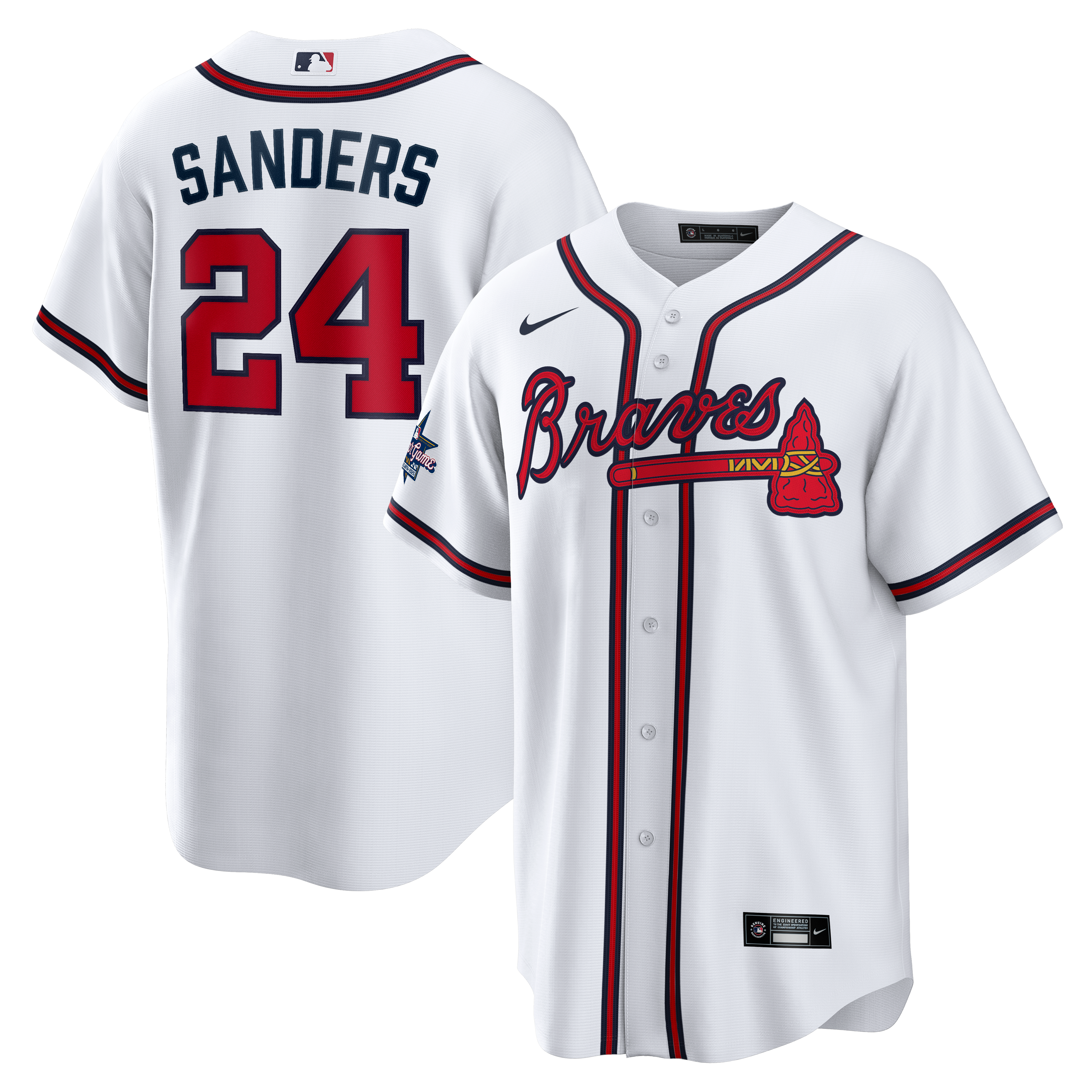 Deion Sanders Atlanta Braves Home Retired Player Jersey - White - Image 2