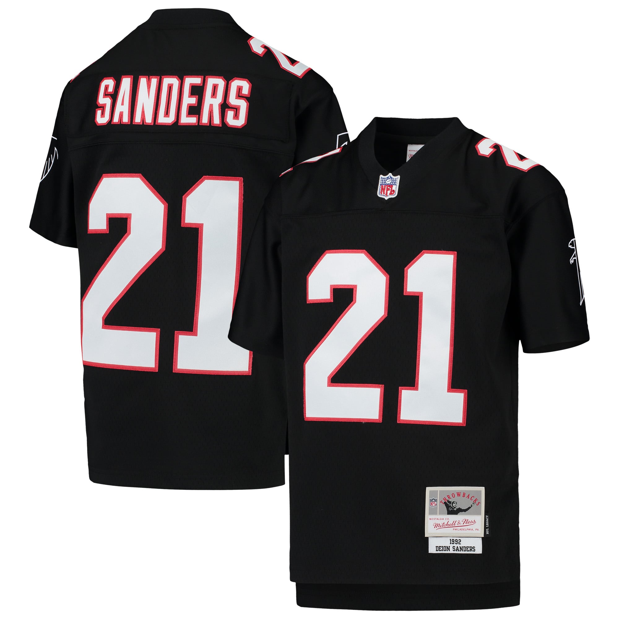Deion Sanders Atlanta Falcons Youth 1992 Legacy Retired Player Jersey - Black - Image 2