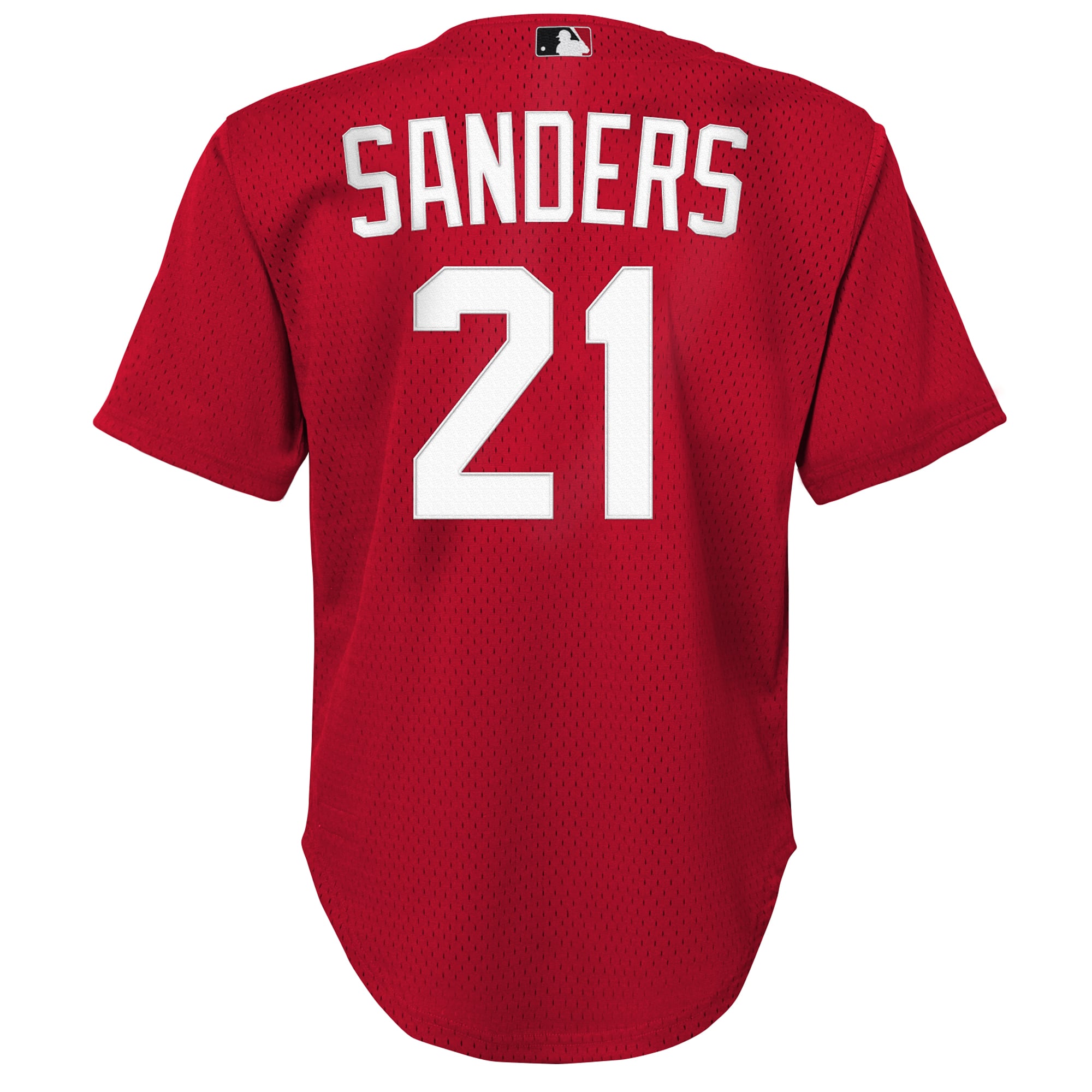 Deion Sanders Cincinnati Reds Youth Cooperstown Mesh Batting Practice Jersey - Red - Image 4