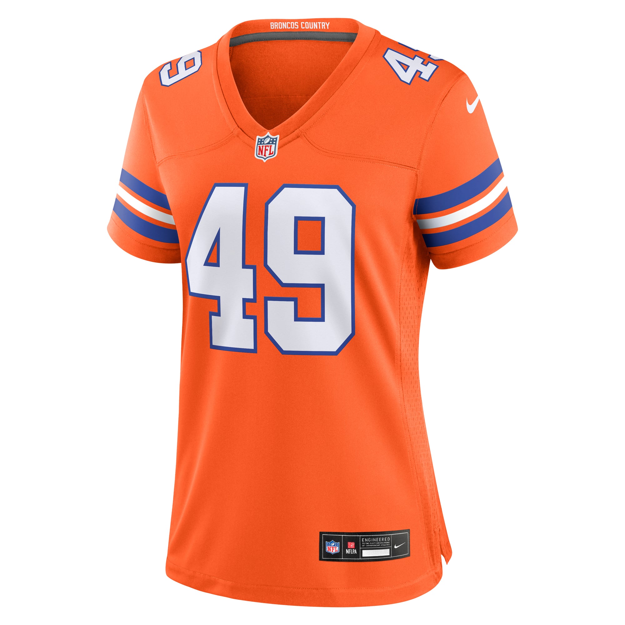 Dennis Smith Denver Broncos Women's Mile High Collection 1977 Throwback Retired Player Game Jersey - Orange - Image 3