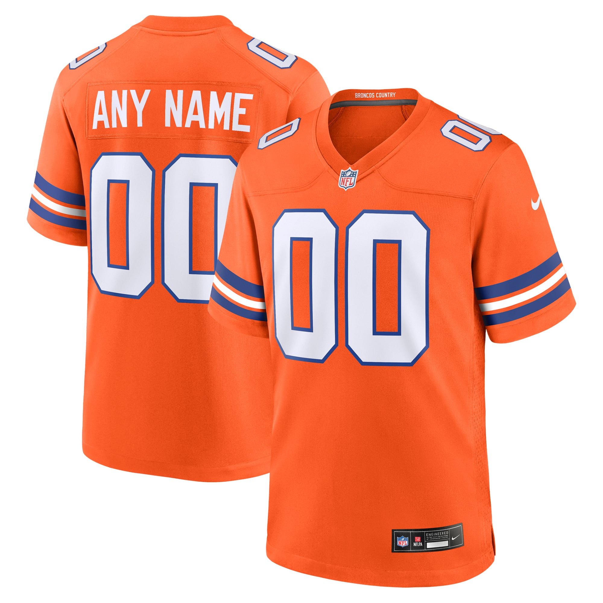 Denver Broncos Mile High Collection 1977 Throwback Custom Game Jersey - Orange - Image 2