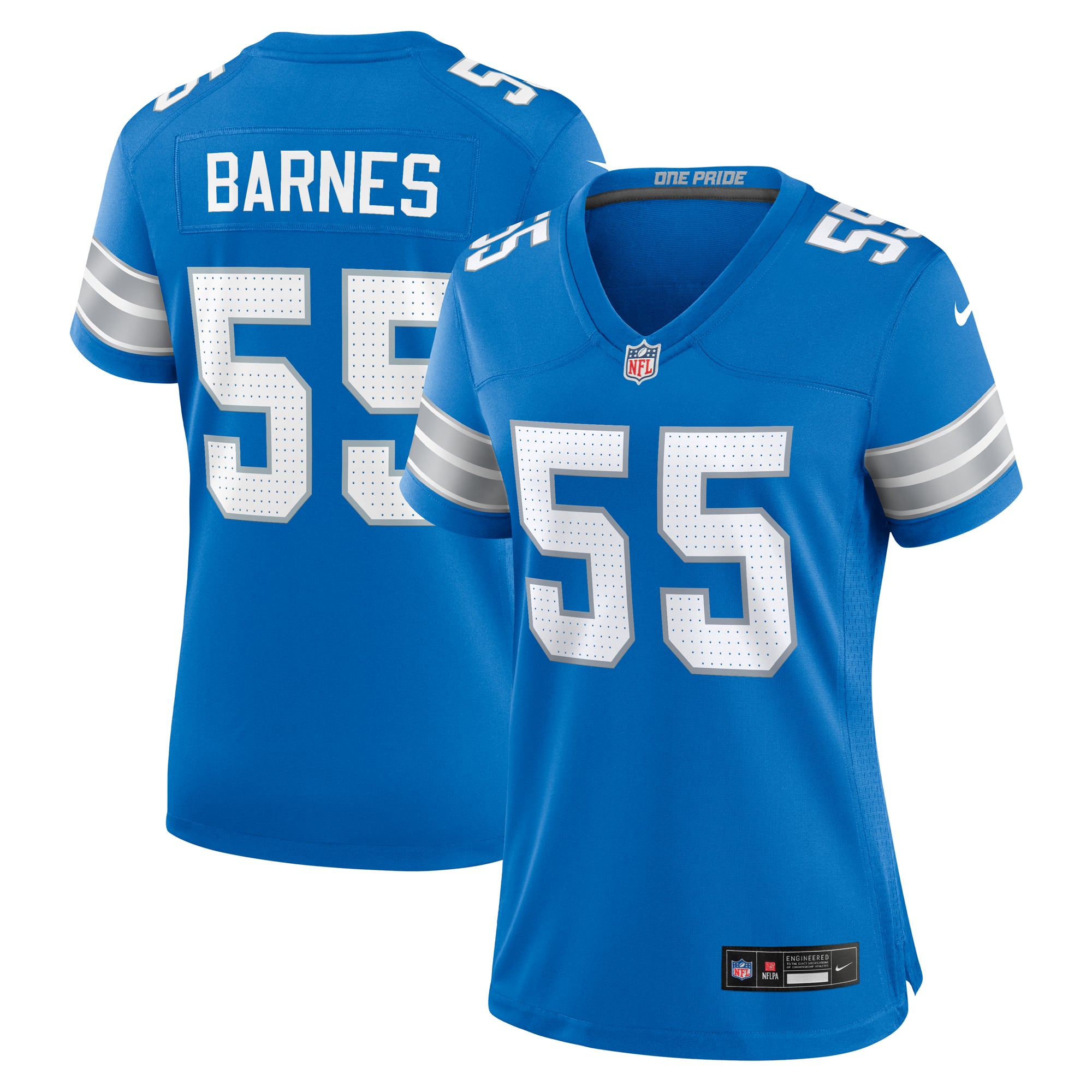 Derrick Barnes Detroit Lions Women's Team Game Jersey - Blue - Image 2