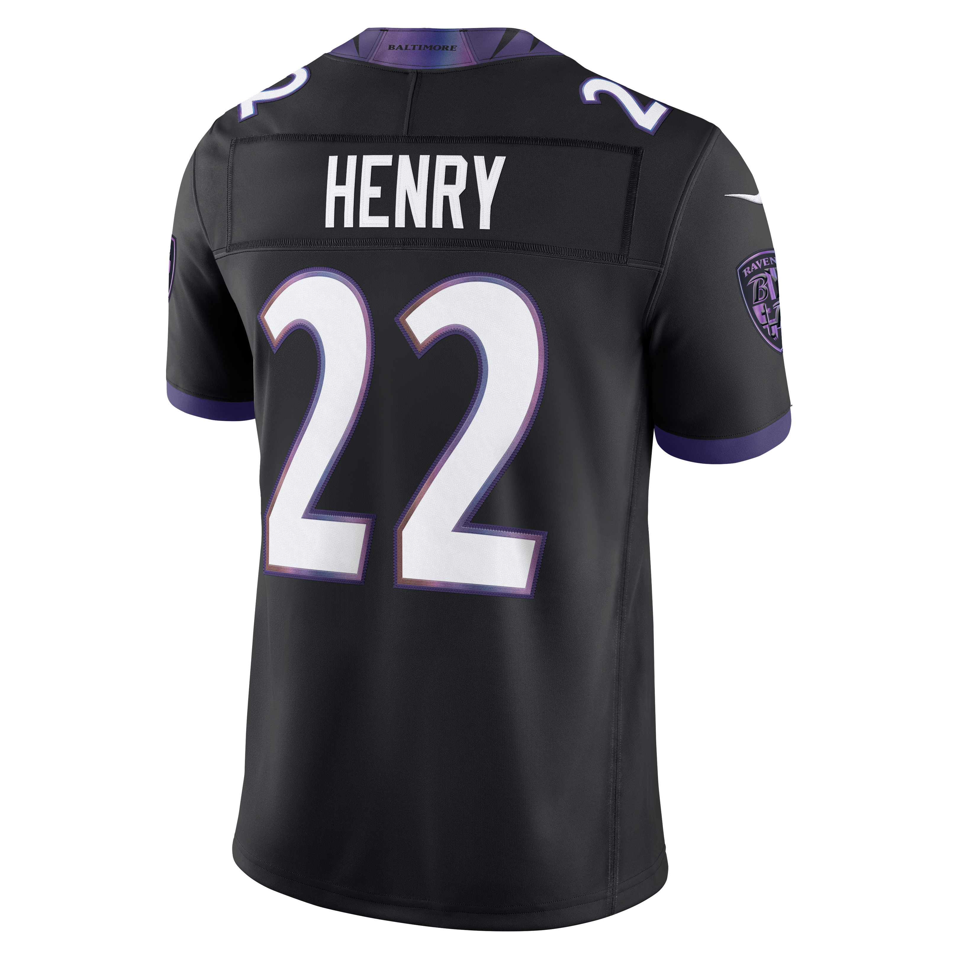 Derrick Henry Baltimore Ravens Alternate Alternate Vapor F.U.S.E. Stitched Limited Jersey - Black - Image 4