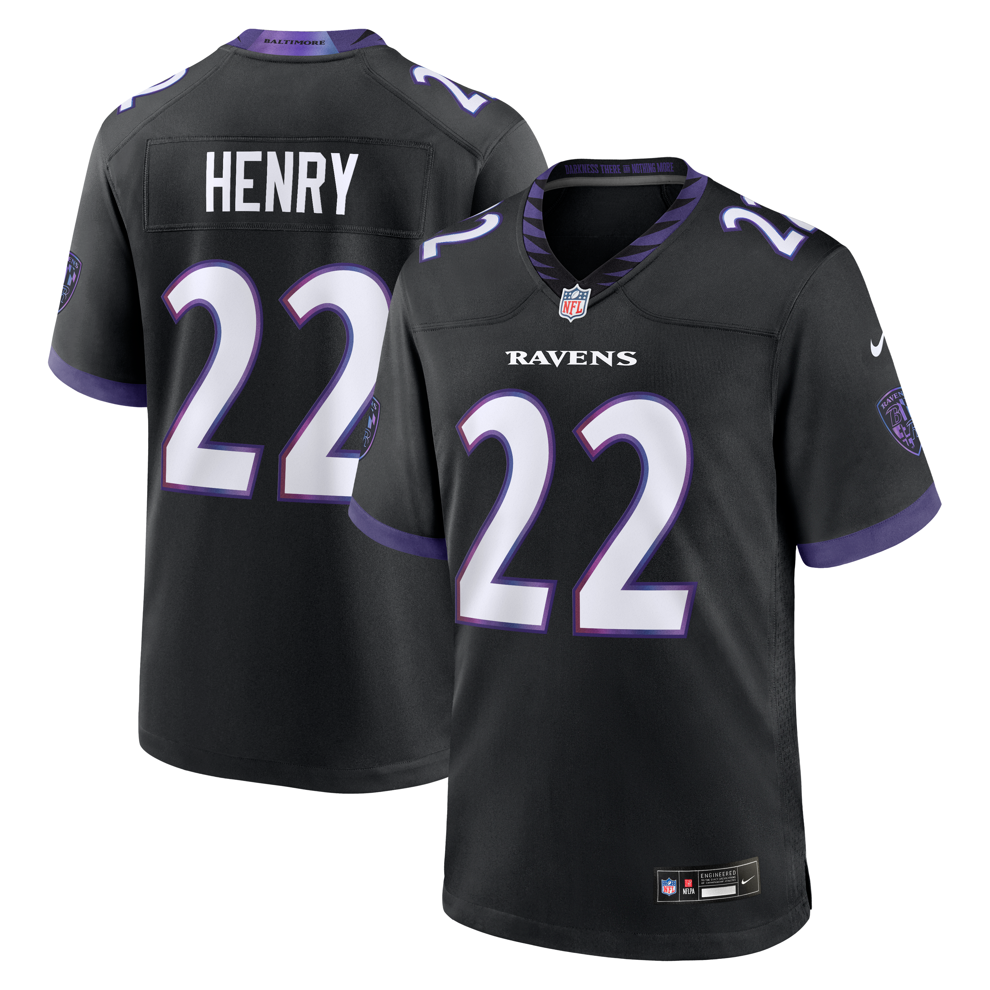 Derrick Henry Baltimore Ravens Game Jersey - Black - Image 2