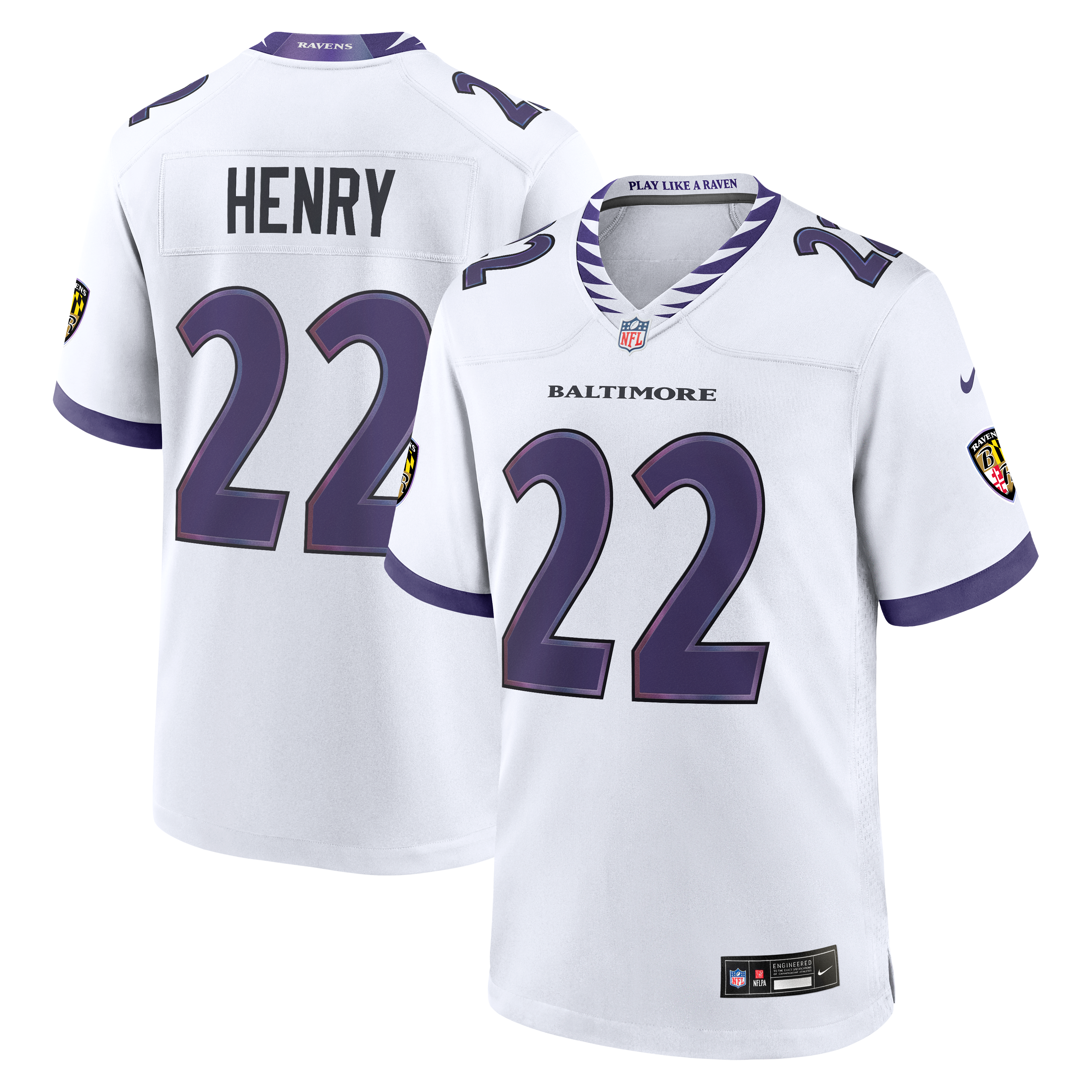 Derrick Henry Baltimore Ravens Game Jersey - White - Image 2