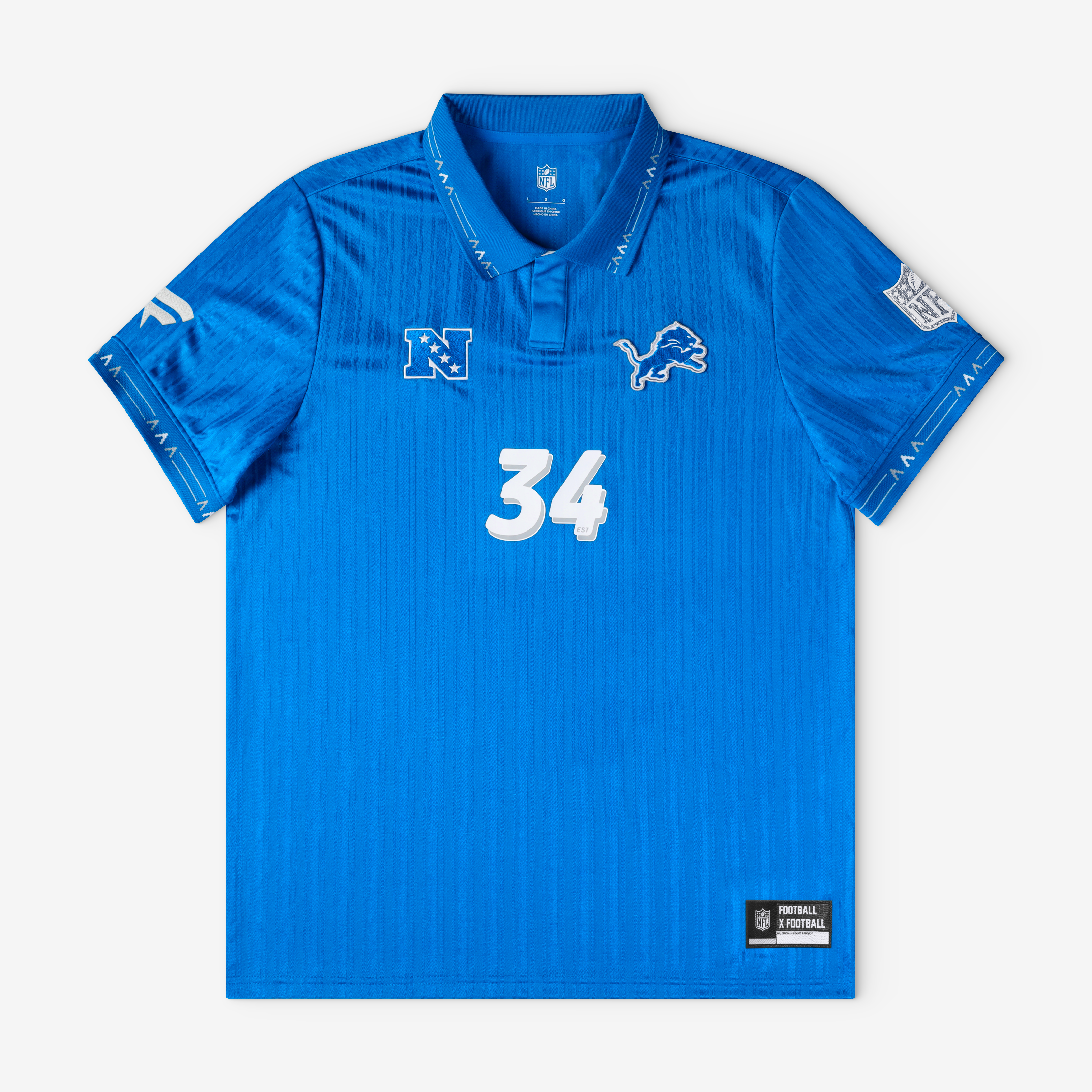 Detroit Lions Youth Football x Football Collared Fan Top - Blue - Image 2