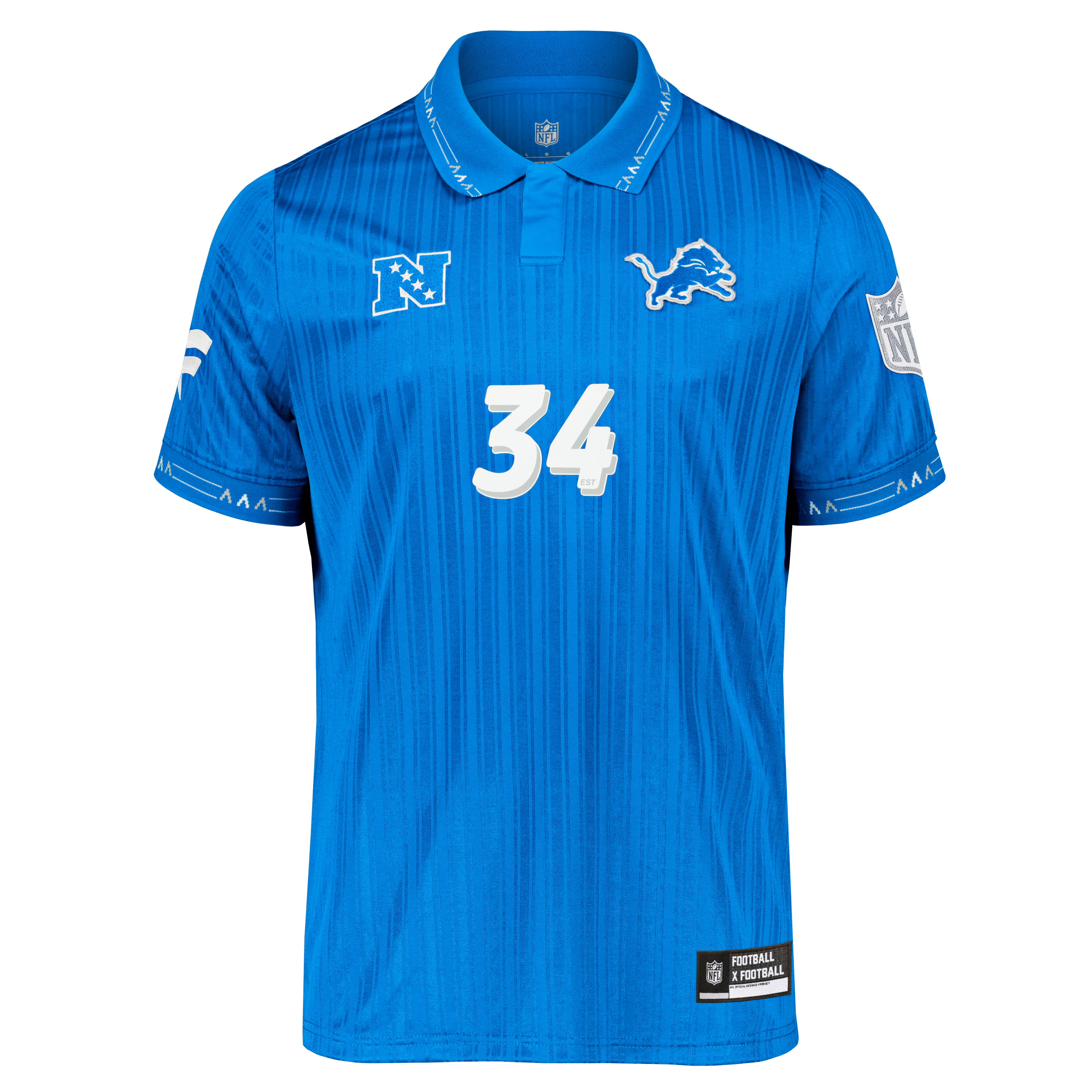 Detroit Lions Youth Football x Football Collared Fan Top - Blue - Image 12