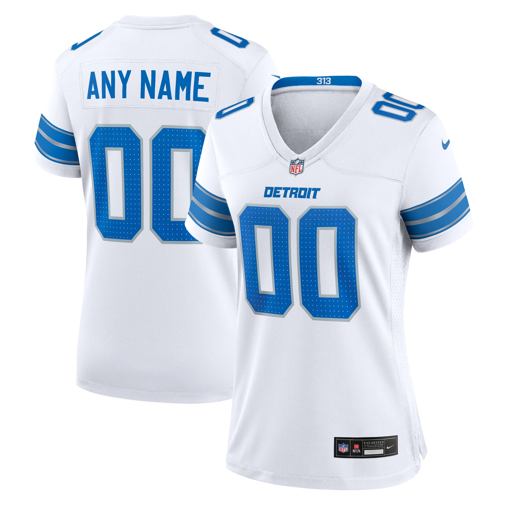 Detroit Lions Women's Alternate Custom Game Jersey - White
