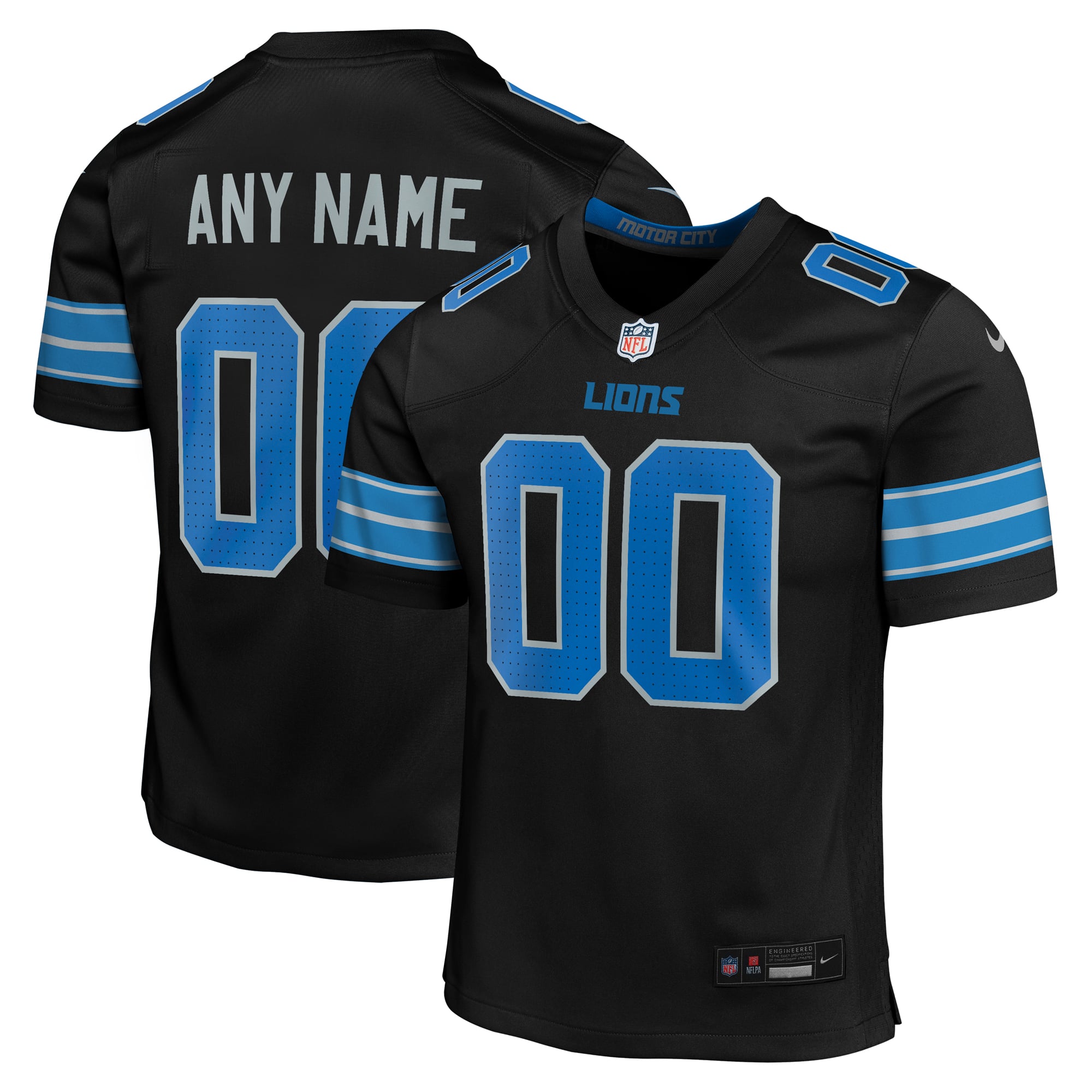 Detroit Lions Youth Alternate Custom Game Jersey - Black - Image 2