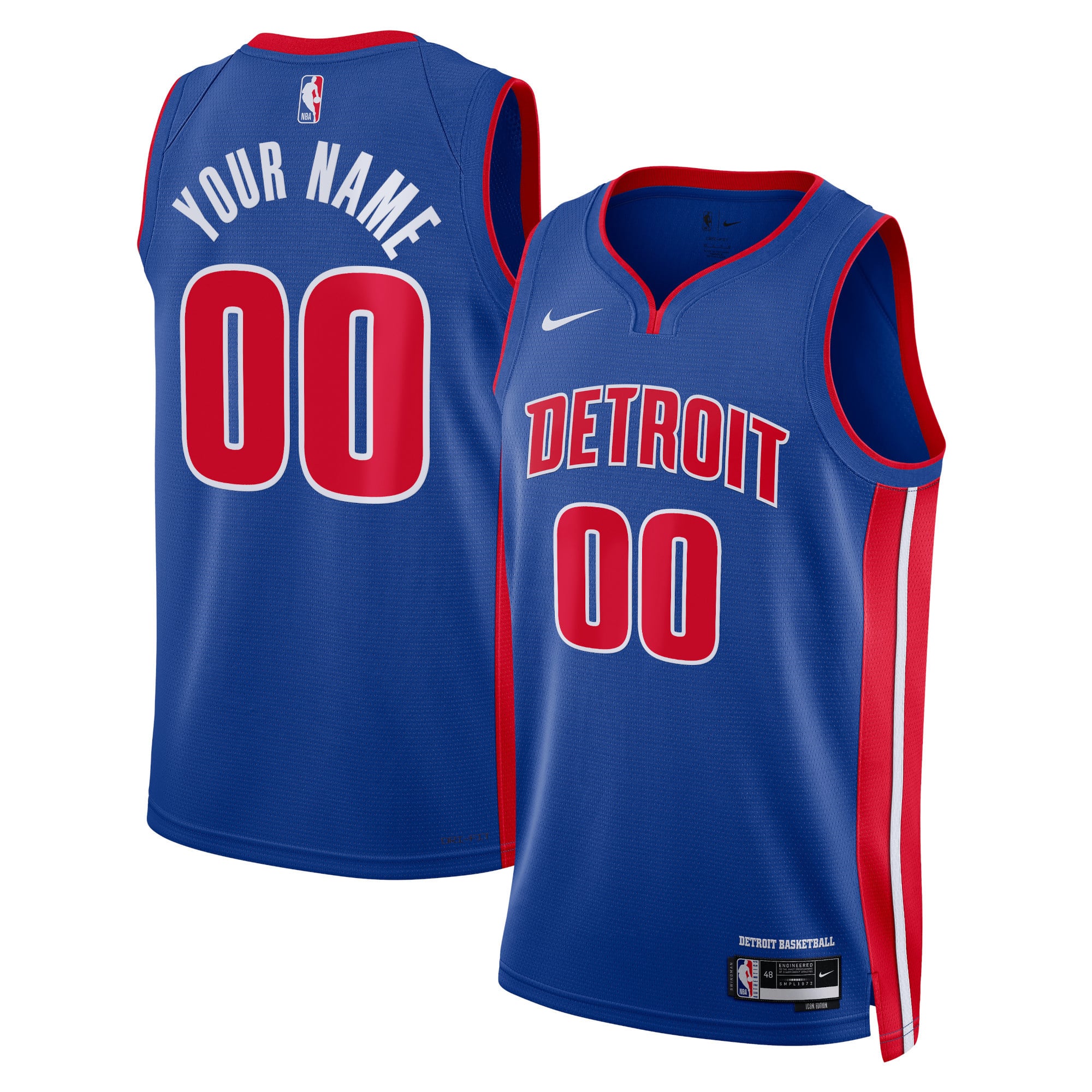 Detroit Pistons Unisex Swingman Custom Jersey White - Association Edition - Blue