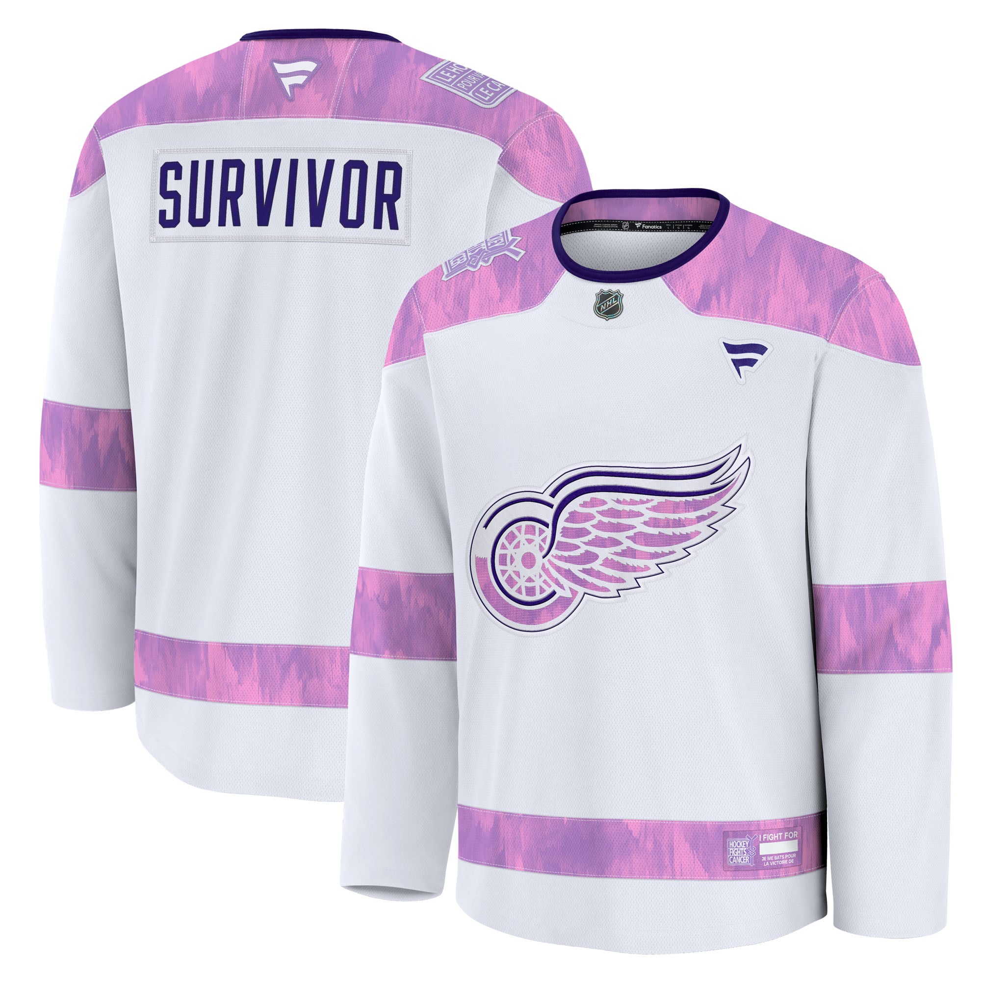 Detroit Red Wings Hockey Fights Cancer Survivor Practice Jersey - White - Image 2