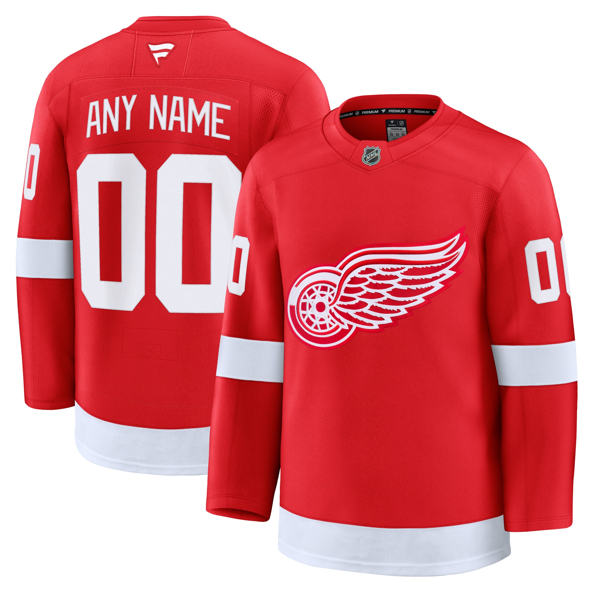 Detroit Red Wings Home Premium Custom Jersey - Red - Image 2