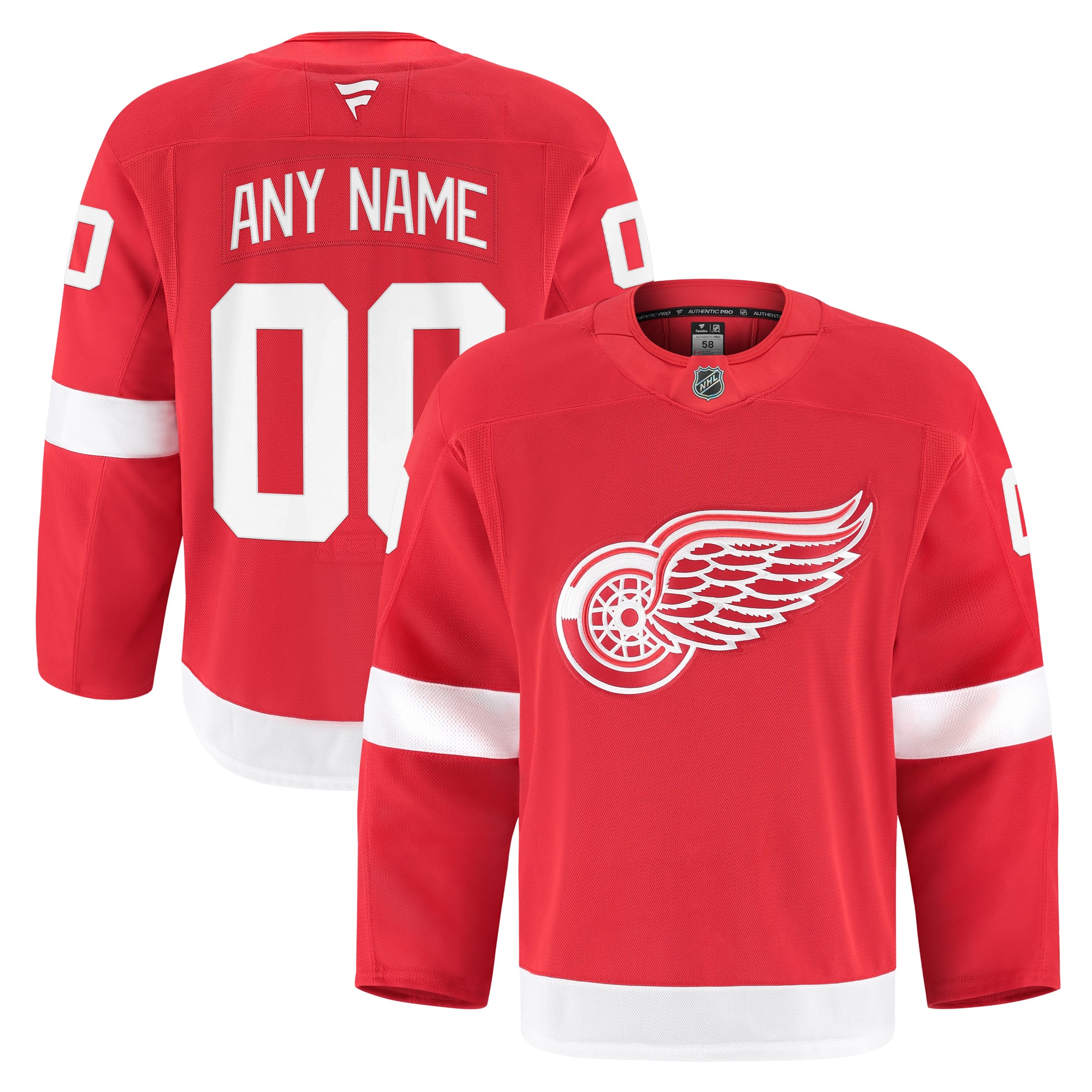 Detroit Red Wings Home Pro Custom Jersey - Red - Image 2