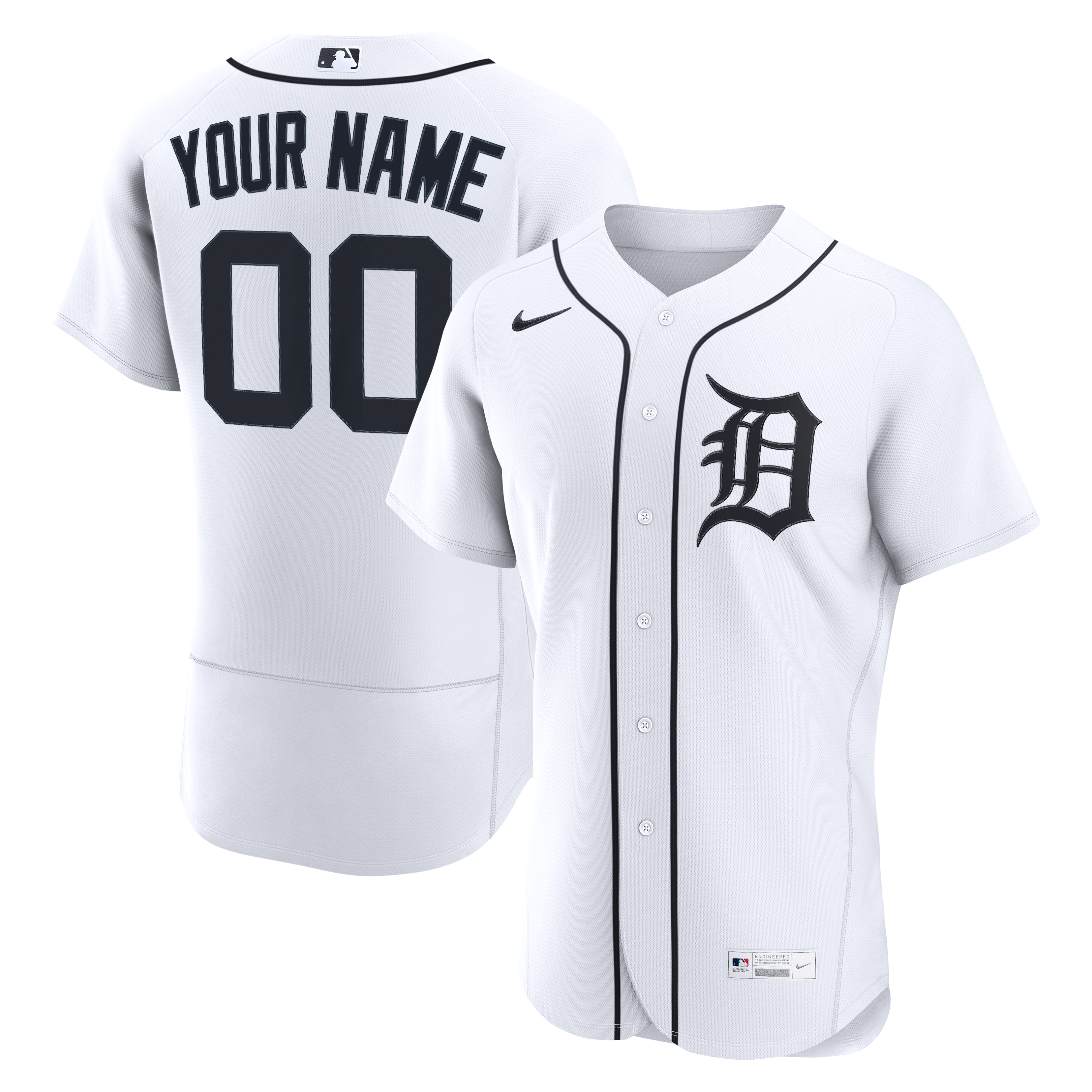 Detroit Tigers Home Custom Jersey - White - Image 2