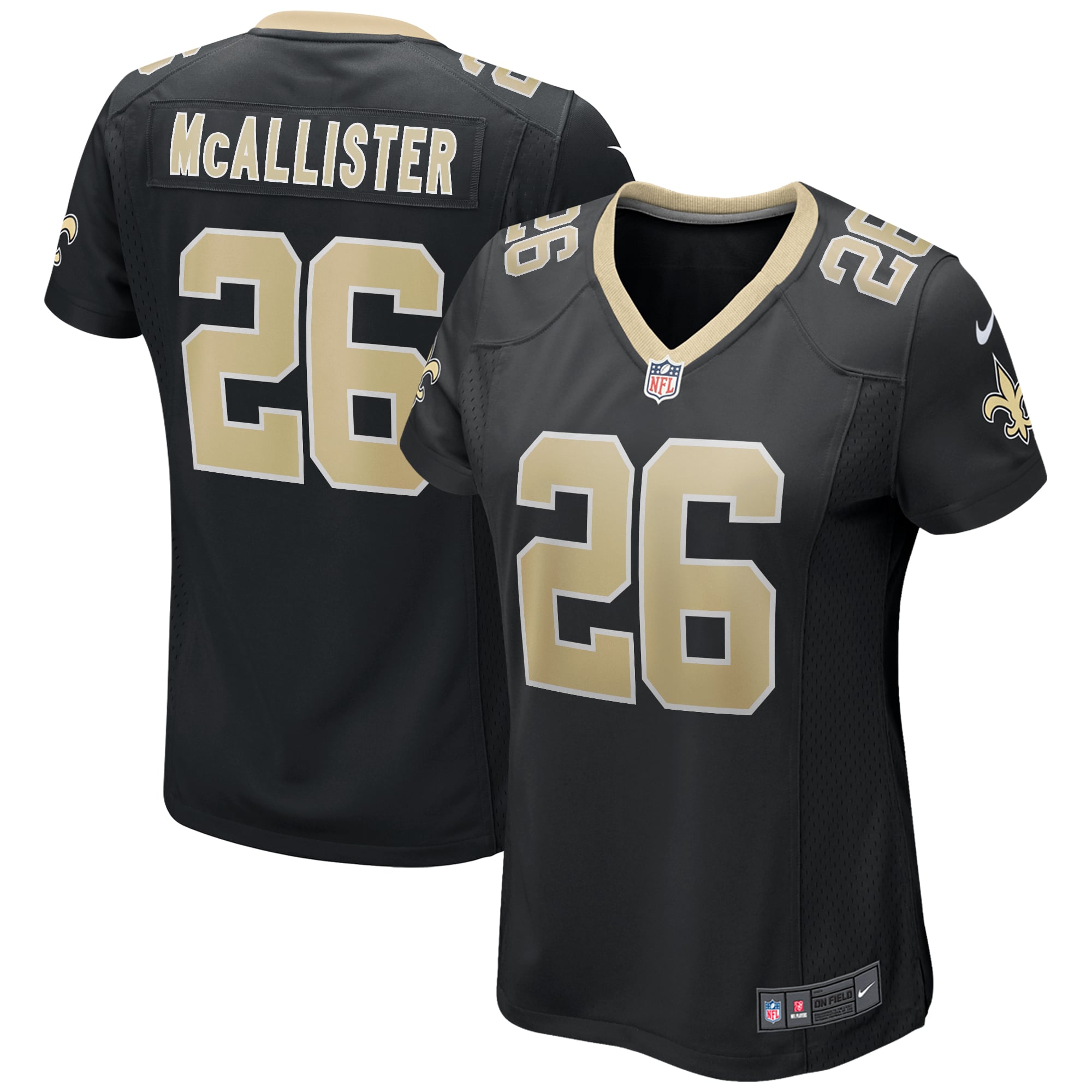 Deuce McAllister New Orleans Saints Women's Game Retired Player Jersey - Black - Image 2
