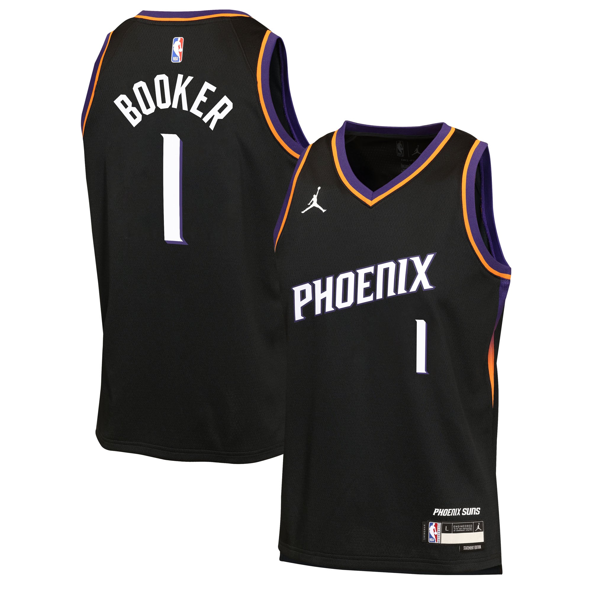 Devin Booker Phoenix Suns Jordan Brand Youth Swingman Jersey - Statement Edition - Black