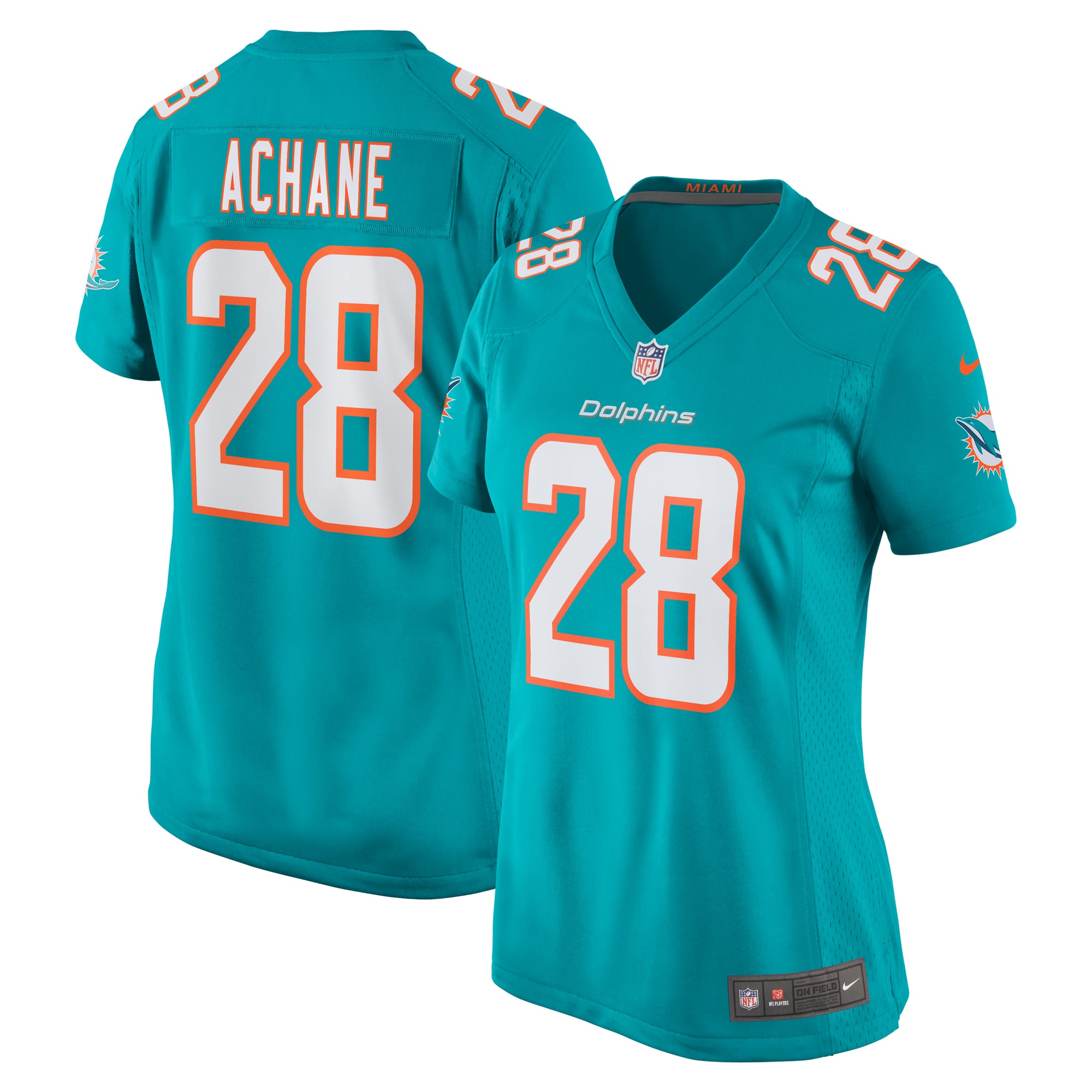 Devon Achane Miami Dolphins Women's Player Game Jersey - Aqua - Image 2