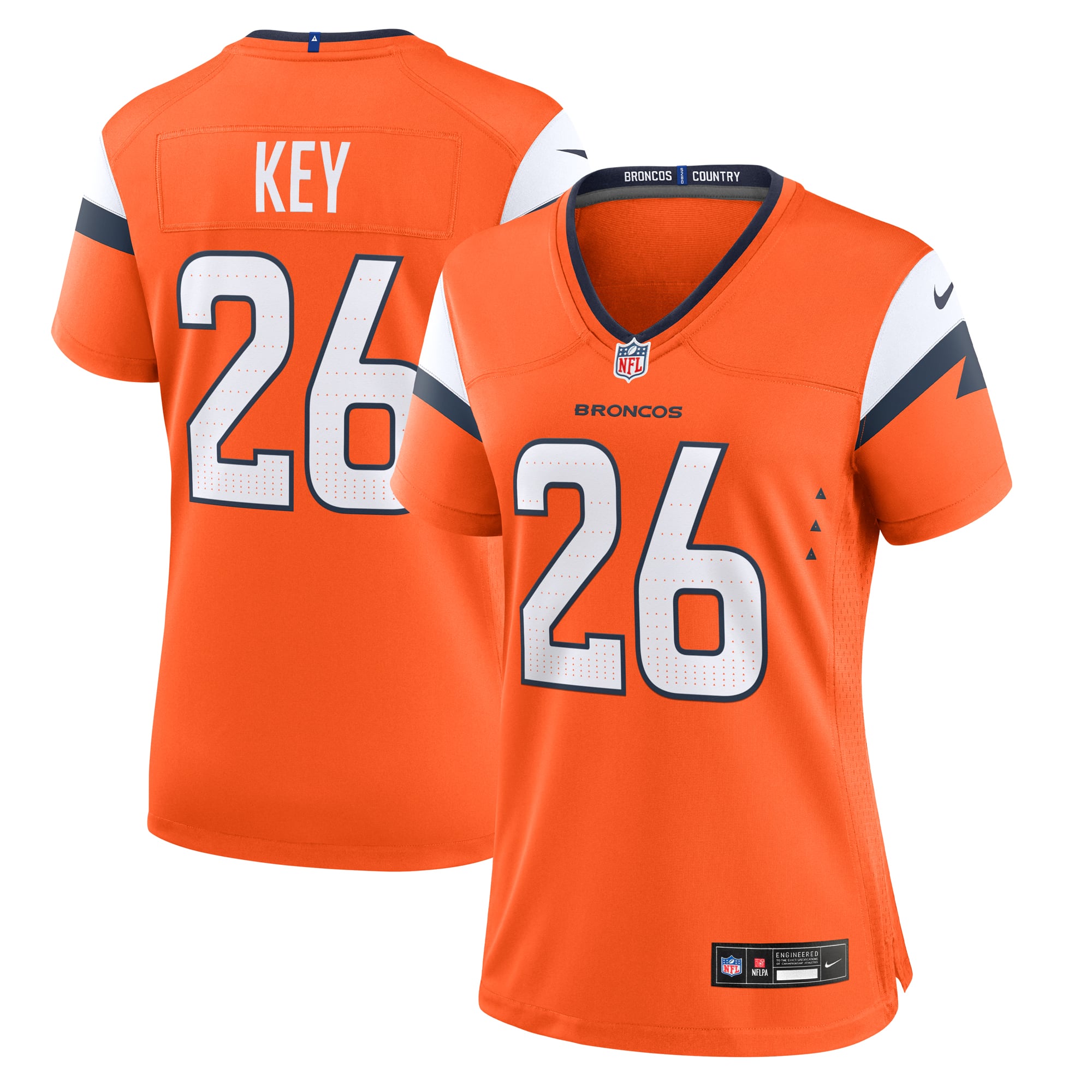 Devon Key Denver Broncos Women's Team Game Jersey - Orange - Image 2