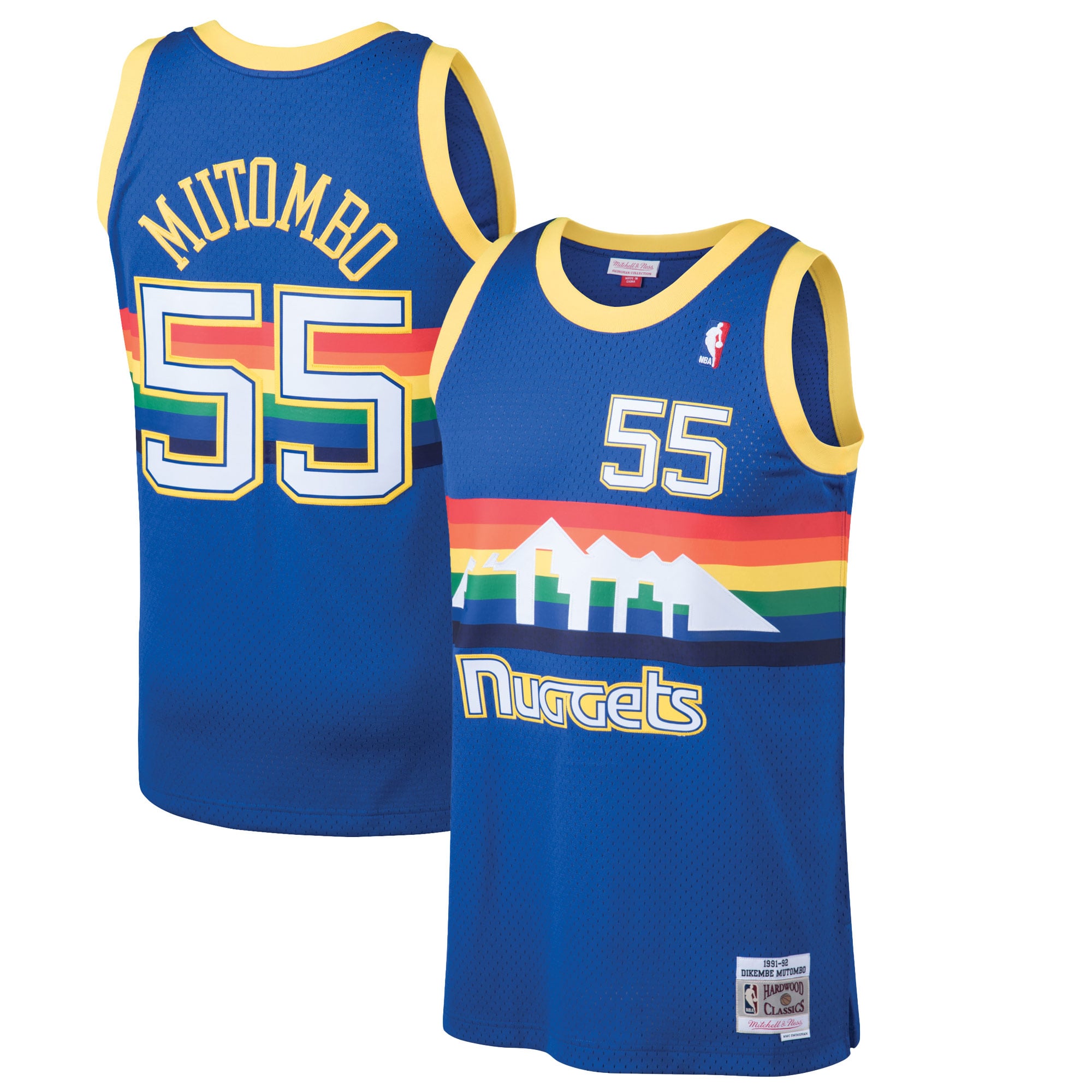 Dikembe Mutombo Denver Nuggets 1991/92 Hardwood Classics Swingman Jersey - Blue - Image 2