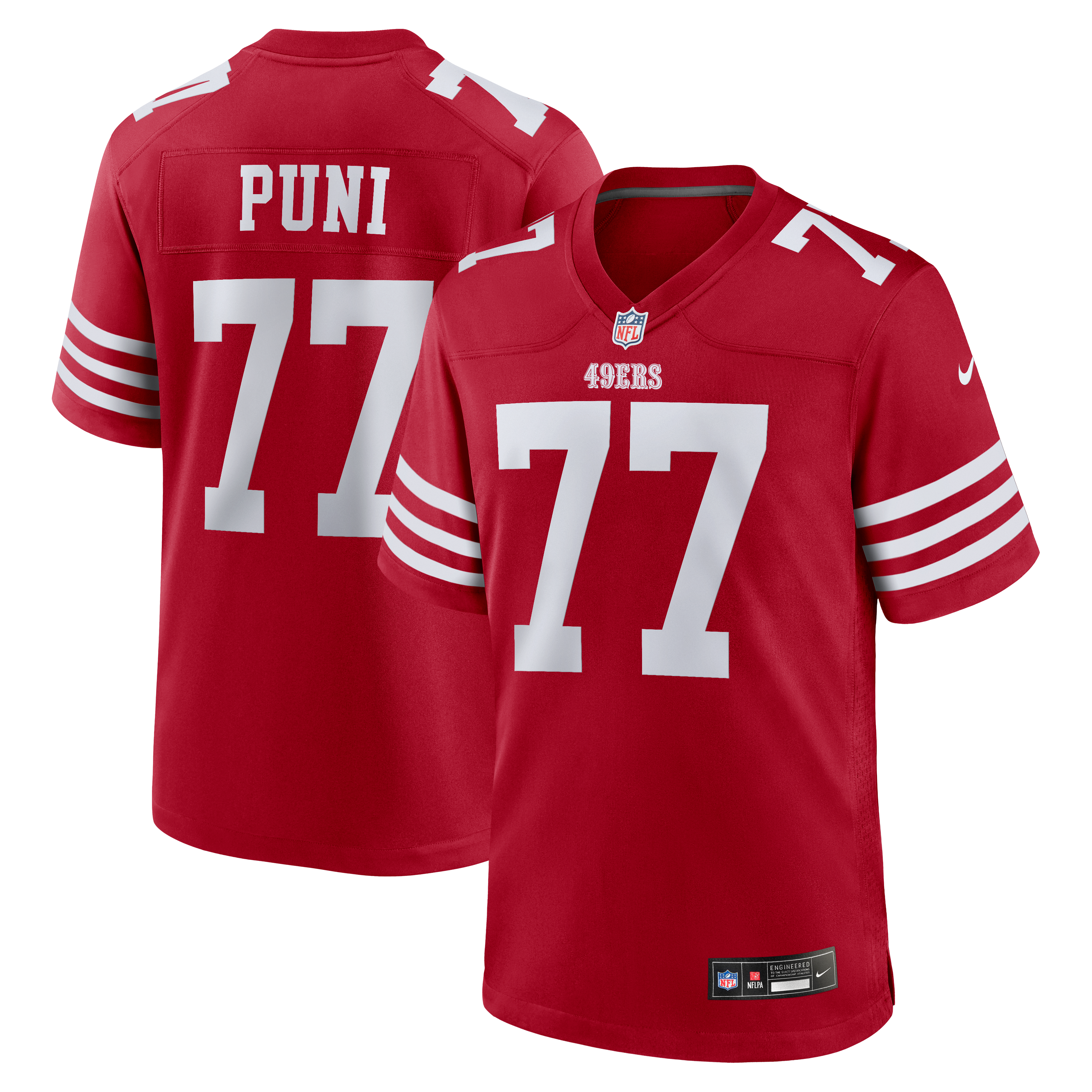 Dominick Puni San Francisco 49ers Team Game Jersey - Scarlet - Image 2