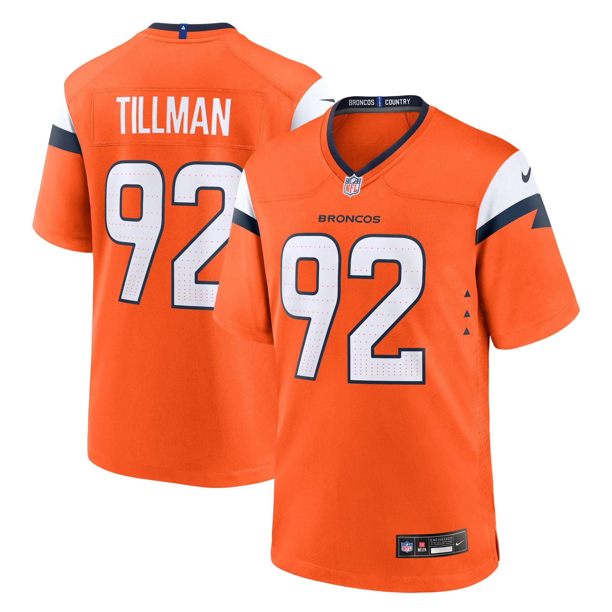 Dondrea Tillman Denver Broncos Team Game Jersey - Orange - Image 2