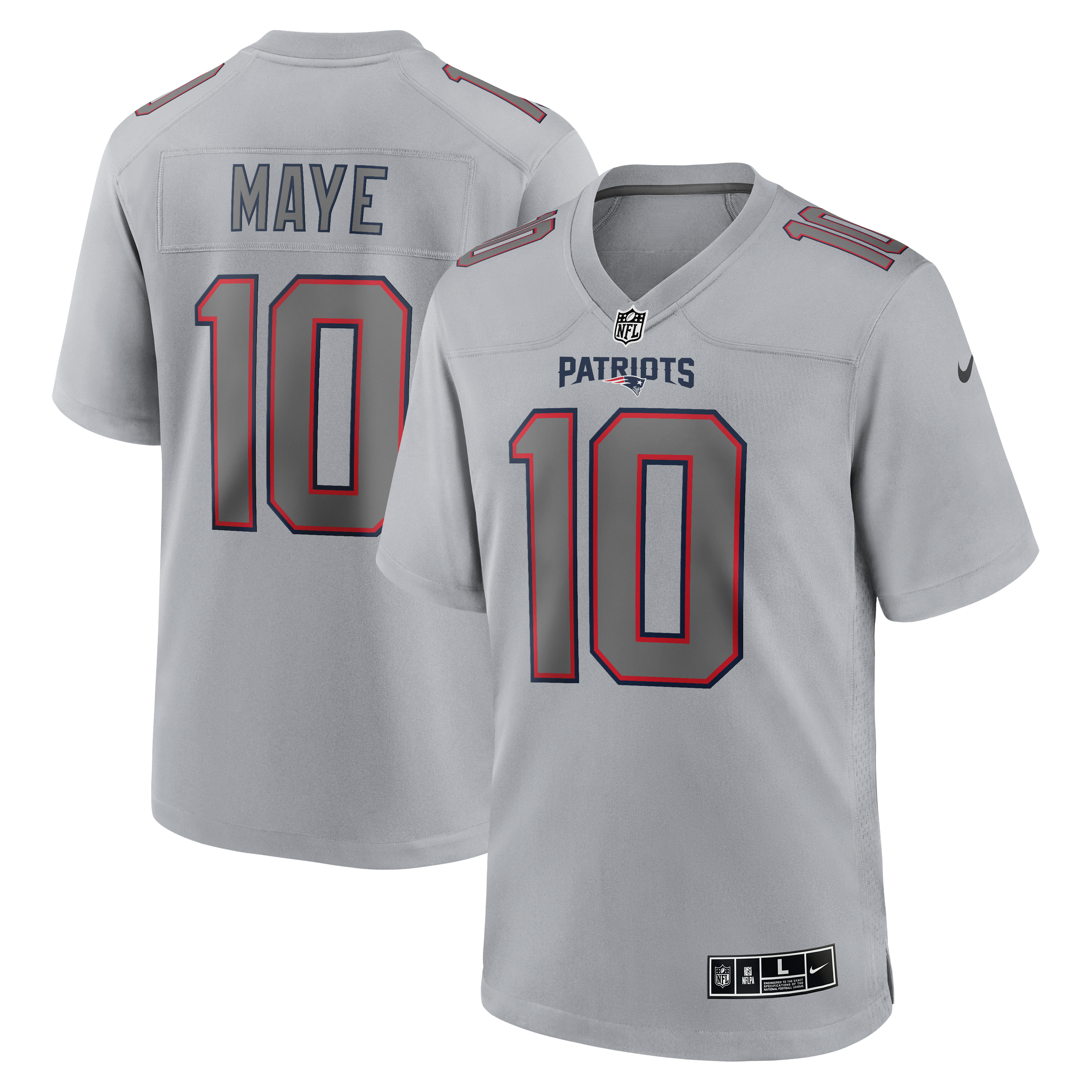 Drake Maye New England Patriots Atmosphere Fashion Game Jersey - Gray