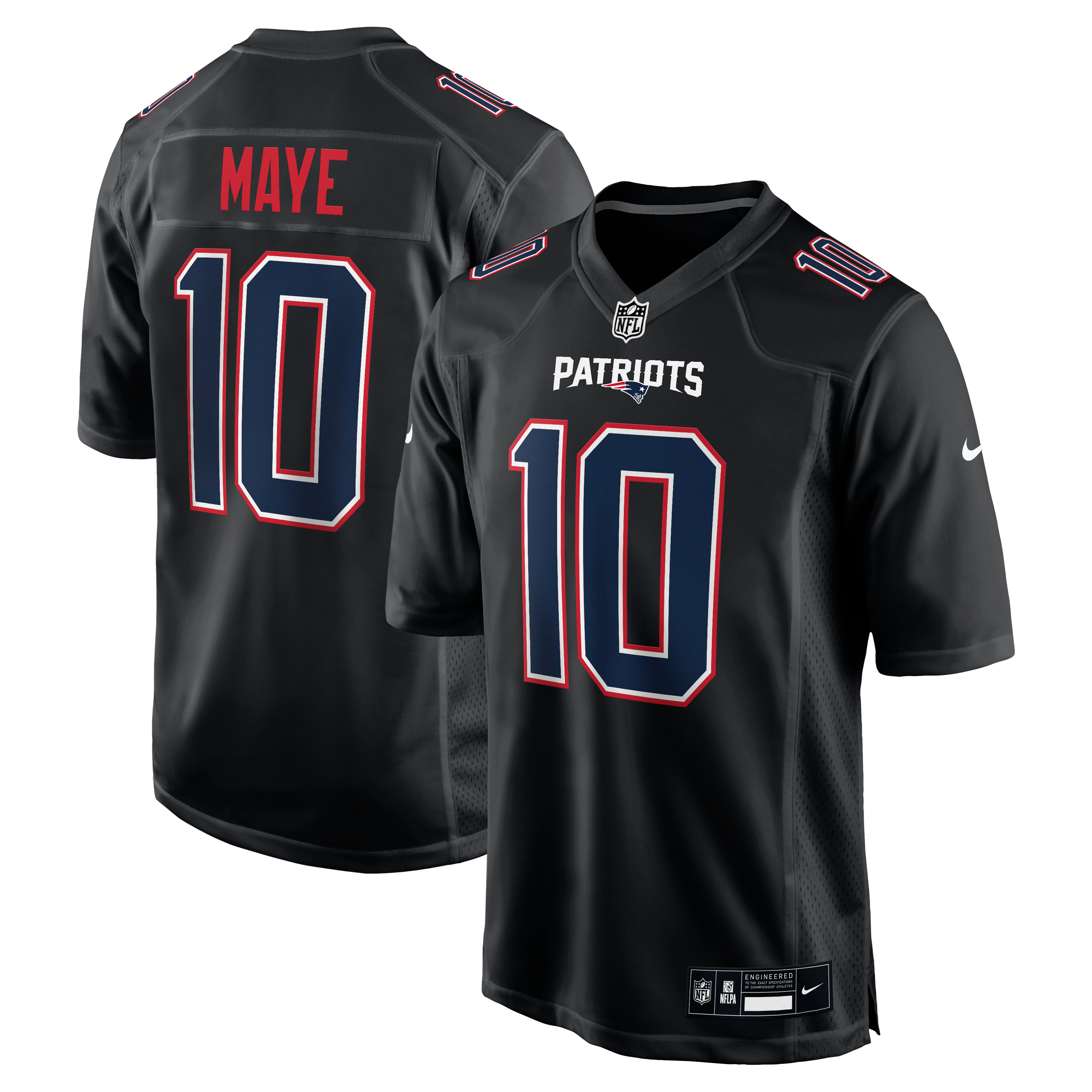 Drake Maye New England Patriots Game Jersey - Tundra White - Black - Image 2