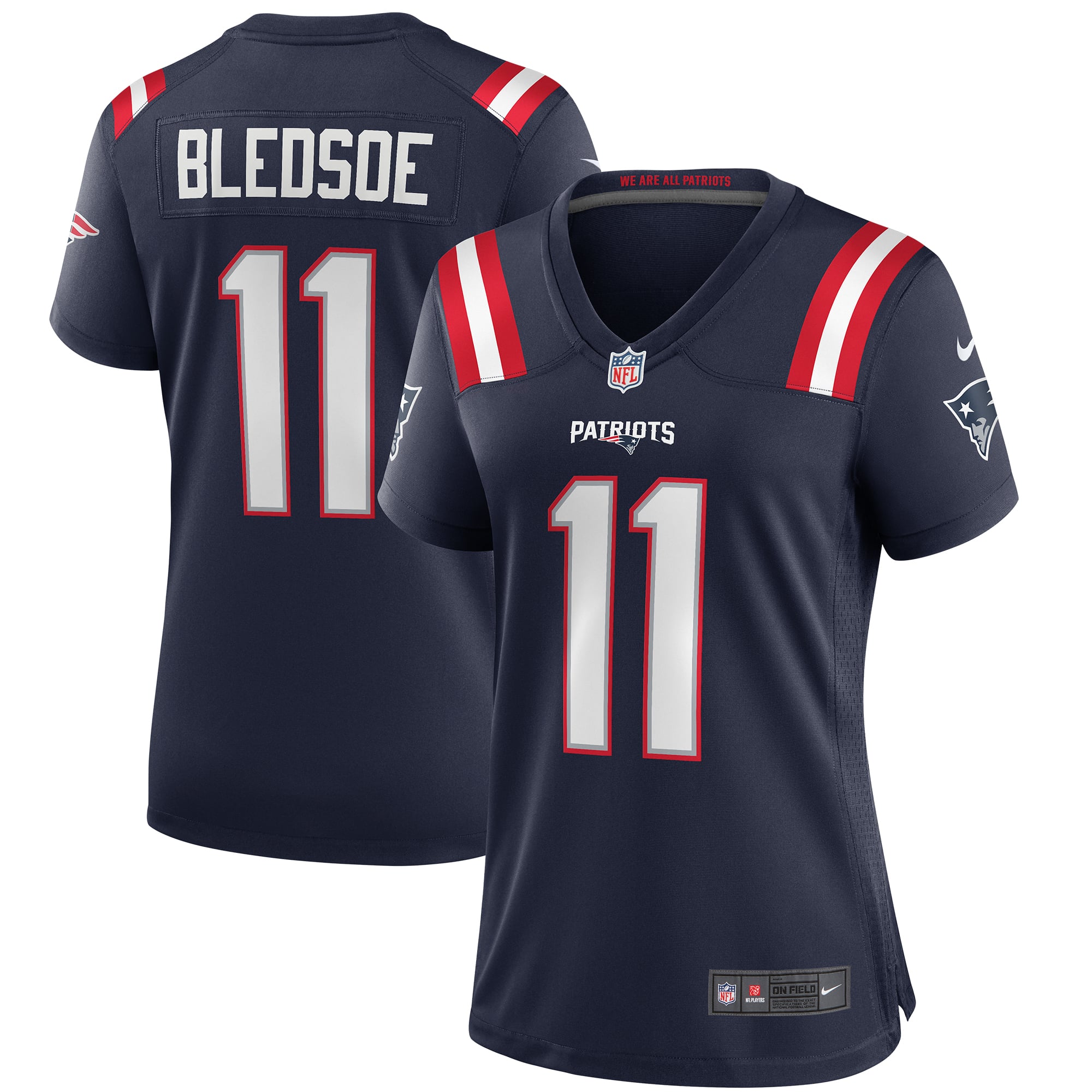 Drew Bledsoe New England Patriots Women's Game Retired Player Jersey - Navy - Image 2
