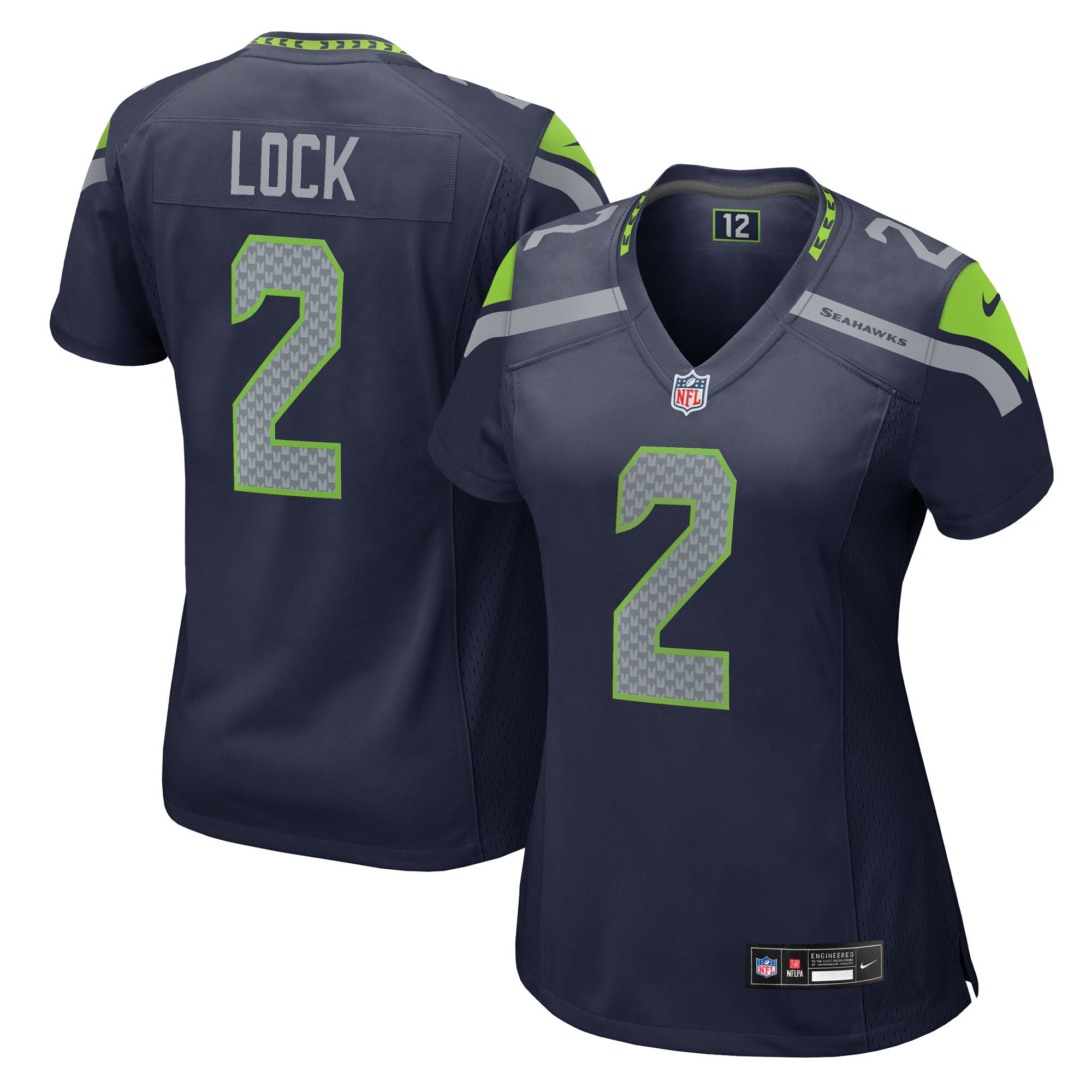 Drew Lock Seattle Seahawks Women's Team Game Jersey - College Navy - Image 2