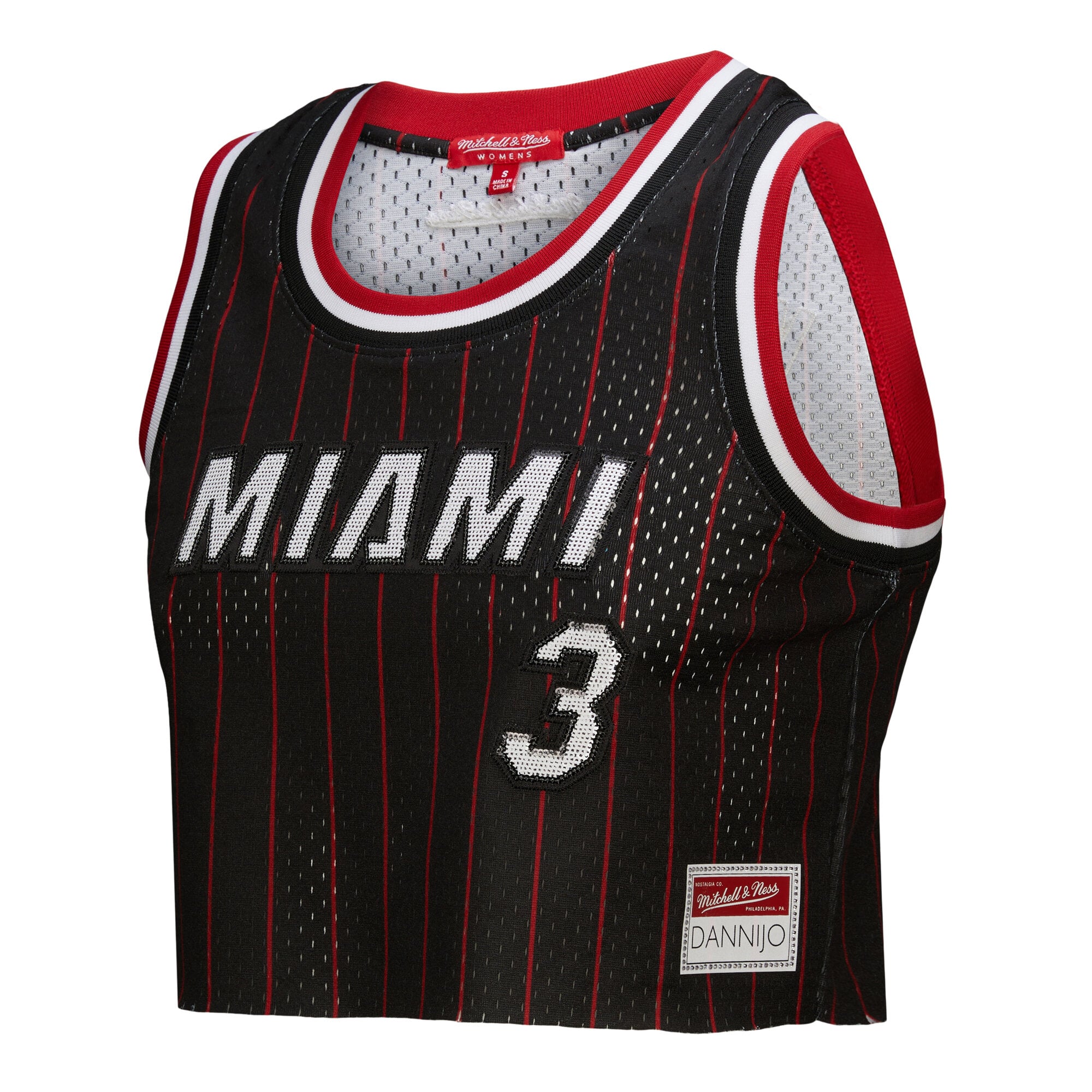 Dwyane Wade Miami Heat x DANNIJO Women's Fashion Cropped Basketball Jersey - Black - Image 3