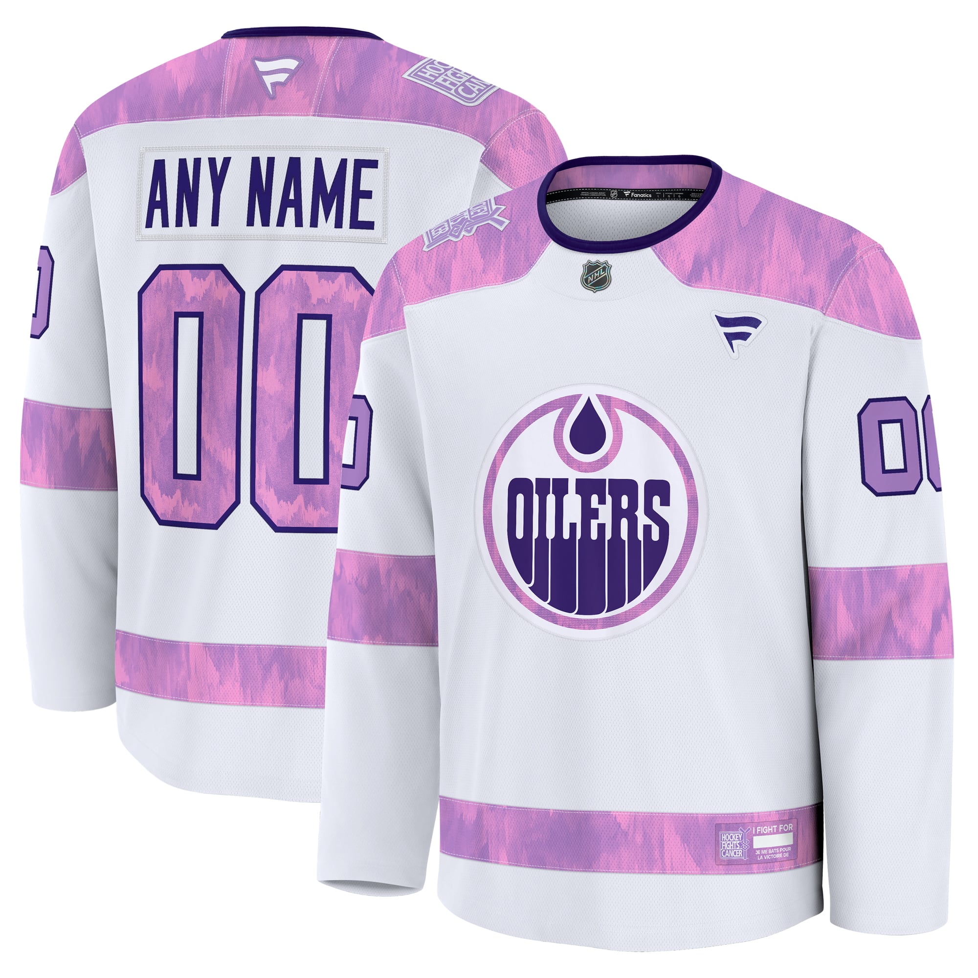 Edmonton Oilers 2024 Hockey Fights Cancer Custom Practice Jersey - White - Image 2
