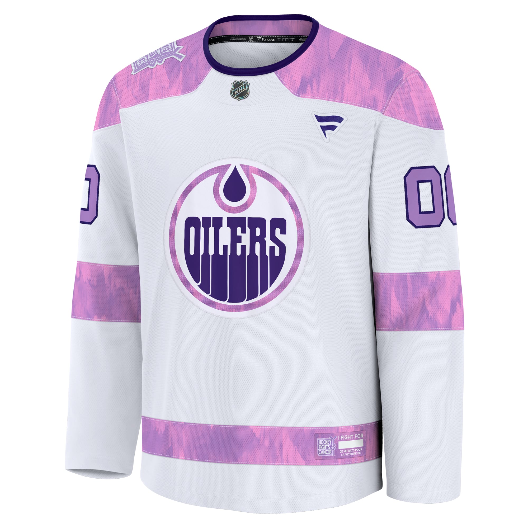 Edmonton Oilers 2024 Hockey Fights Cancer Custom Practice Jersey - White - Image 3