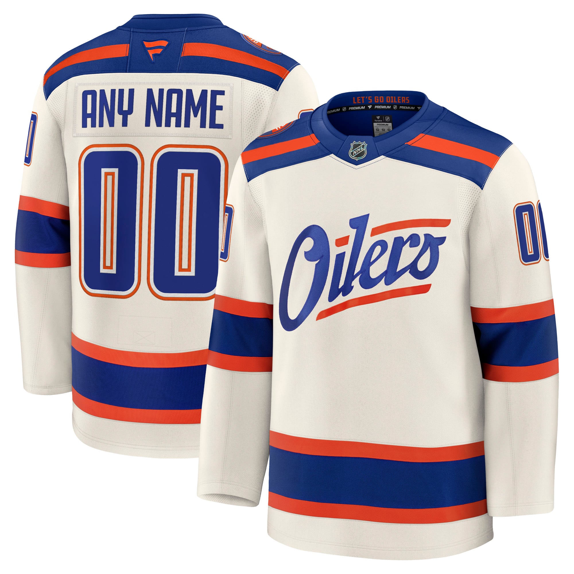 Edmonton Oilers Home Premium Custom Jersey - Light Beige - Image 2