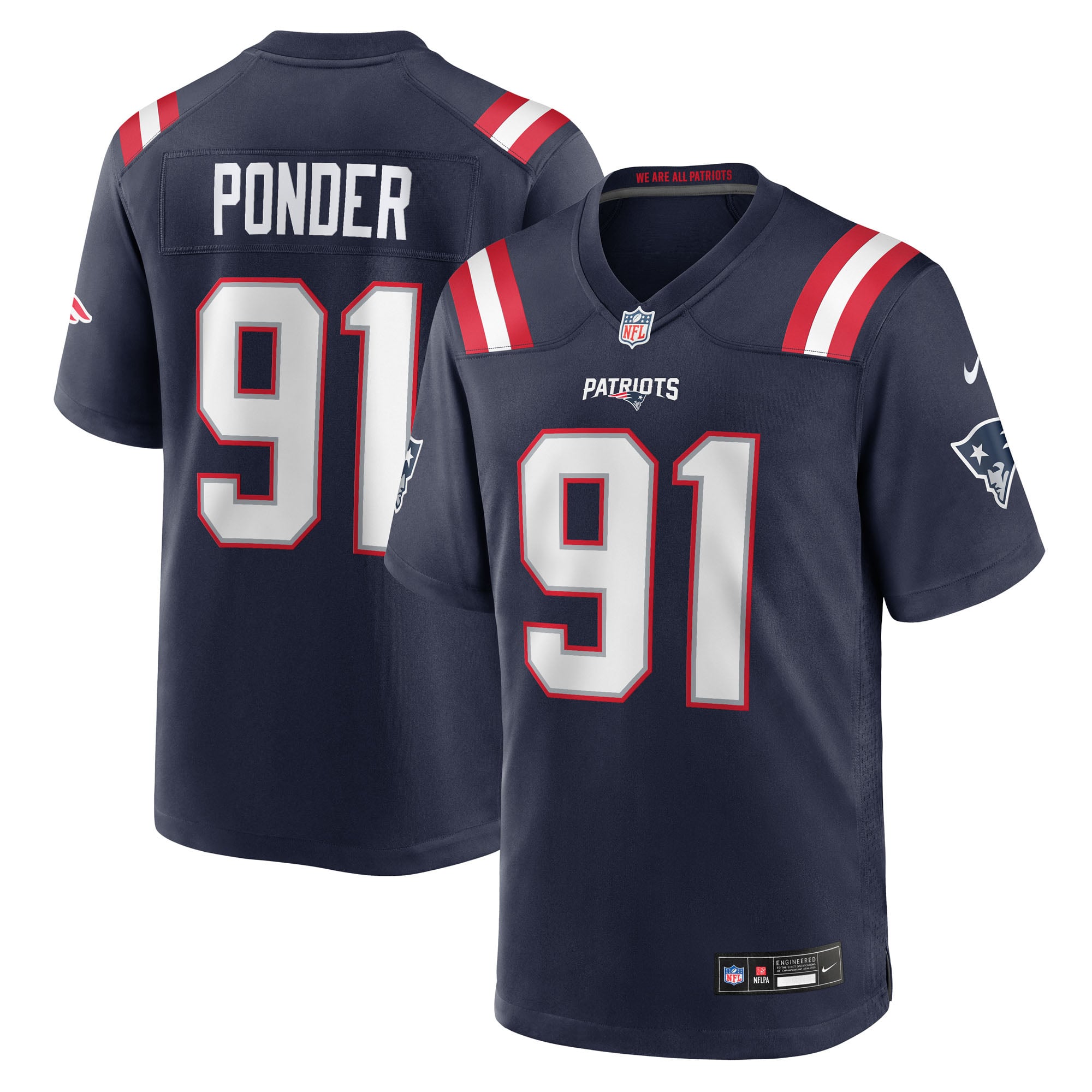 Elijah Ponder New England Patriots Team Game Jersey - Navy - Image 2