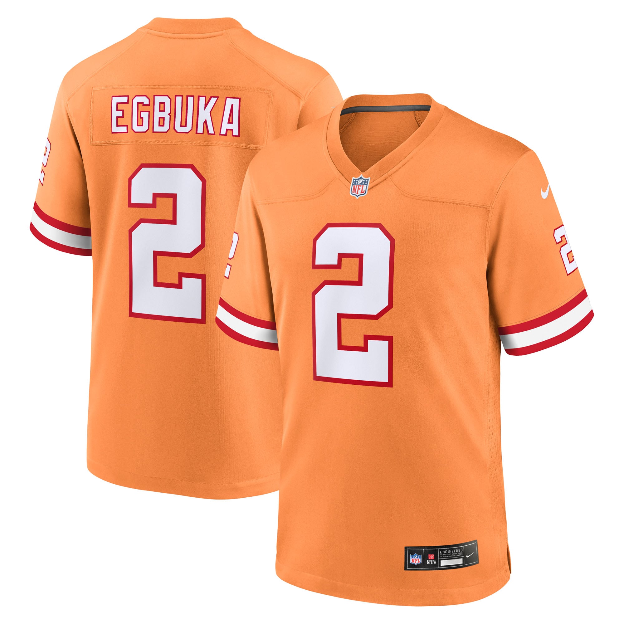 Emeka Egbuka Tampa Bay Buccaneers Team Game Jersey - Red - Creamsicle - Image 2