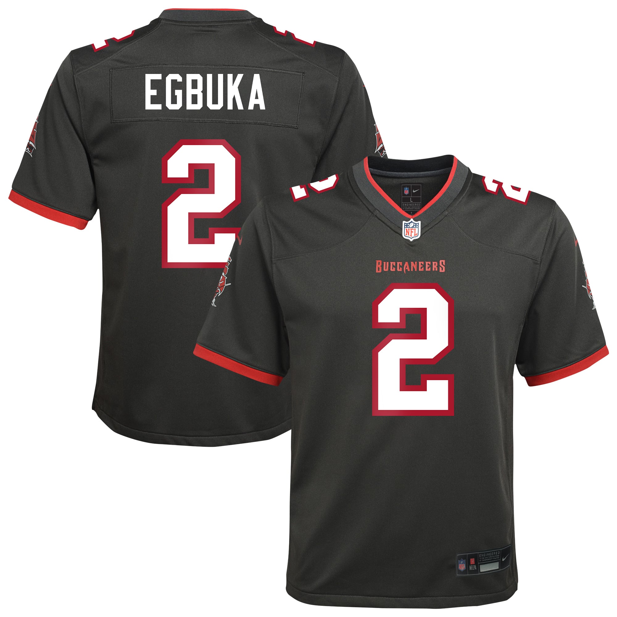 Emeka Egbuka Tampa Bay Buccaneers Youth Alternate Game Jersey - Pewter - Image 2