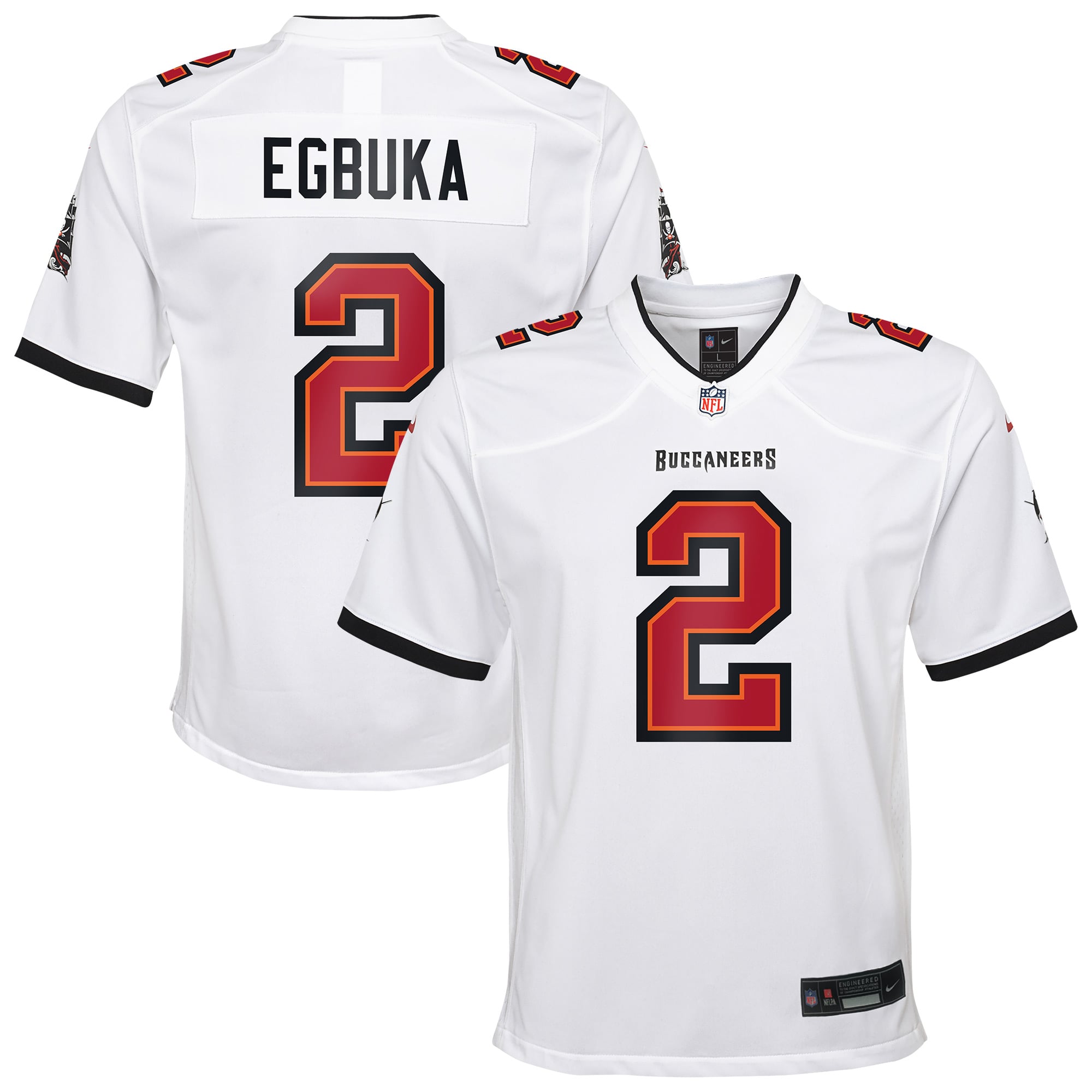 Emeka Egbuka Tampa Bay Buccaneers Youth Team Game Jersey - White - Image 2