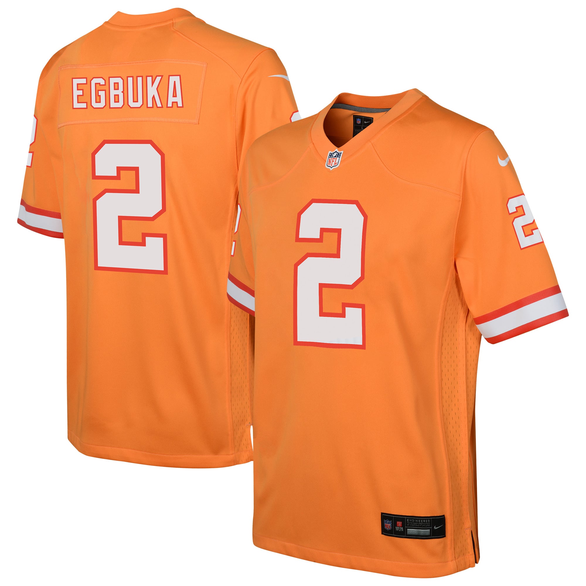 Emeka Egbuka Tampa Bay Buccaneers Youth White Game Jersey - Creamsicle