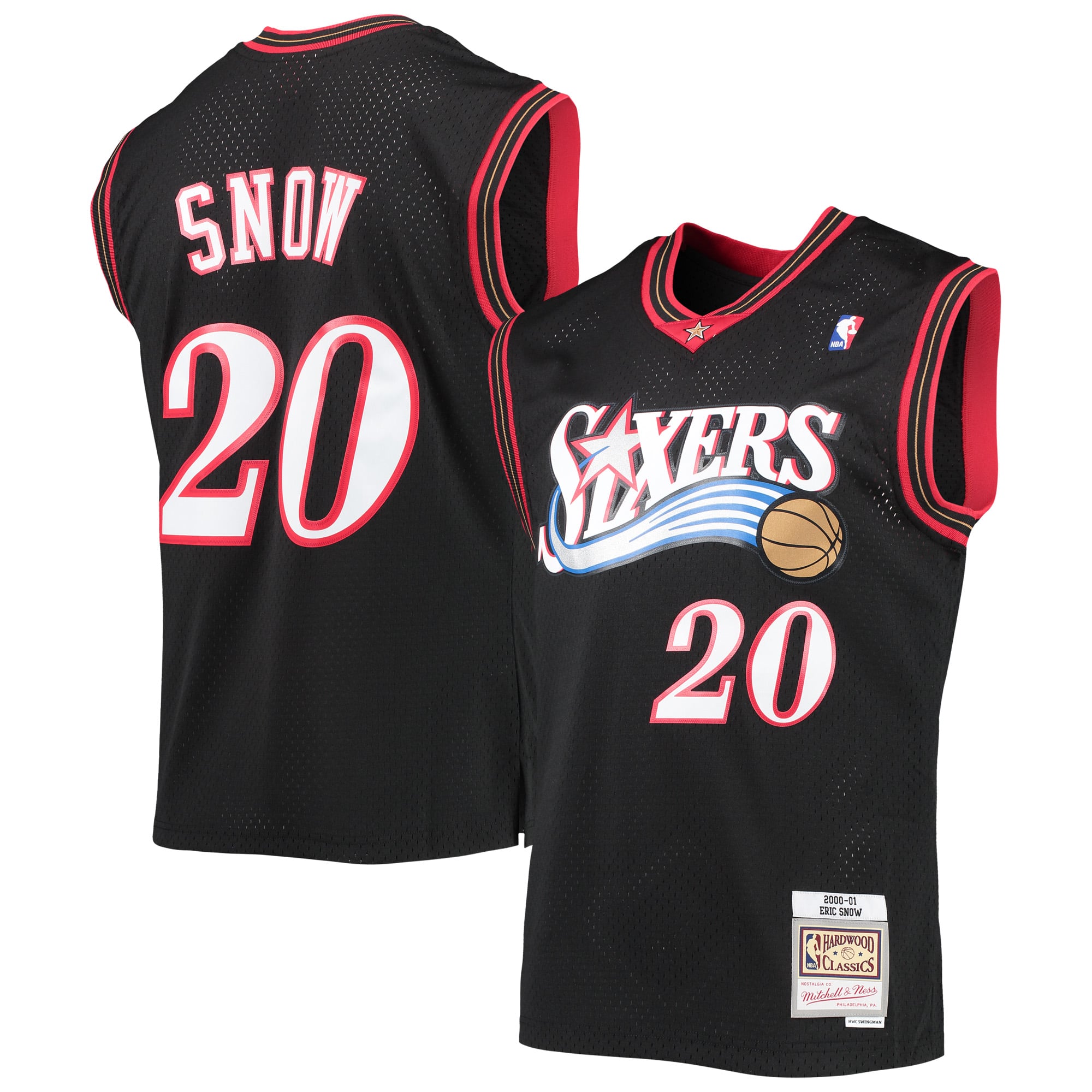 Eric Snow Philadelphia 76ers 2000/01 Hardwood Classics Swingman Jersey - Black - Image 2