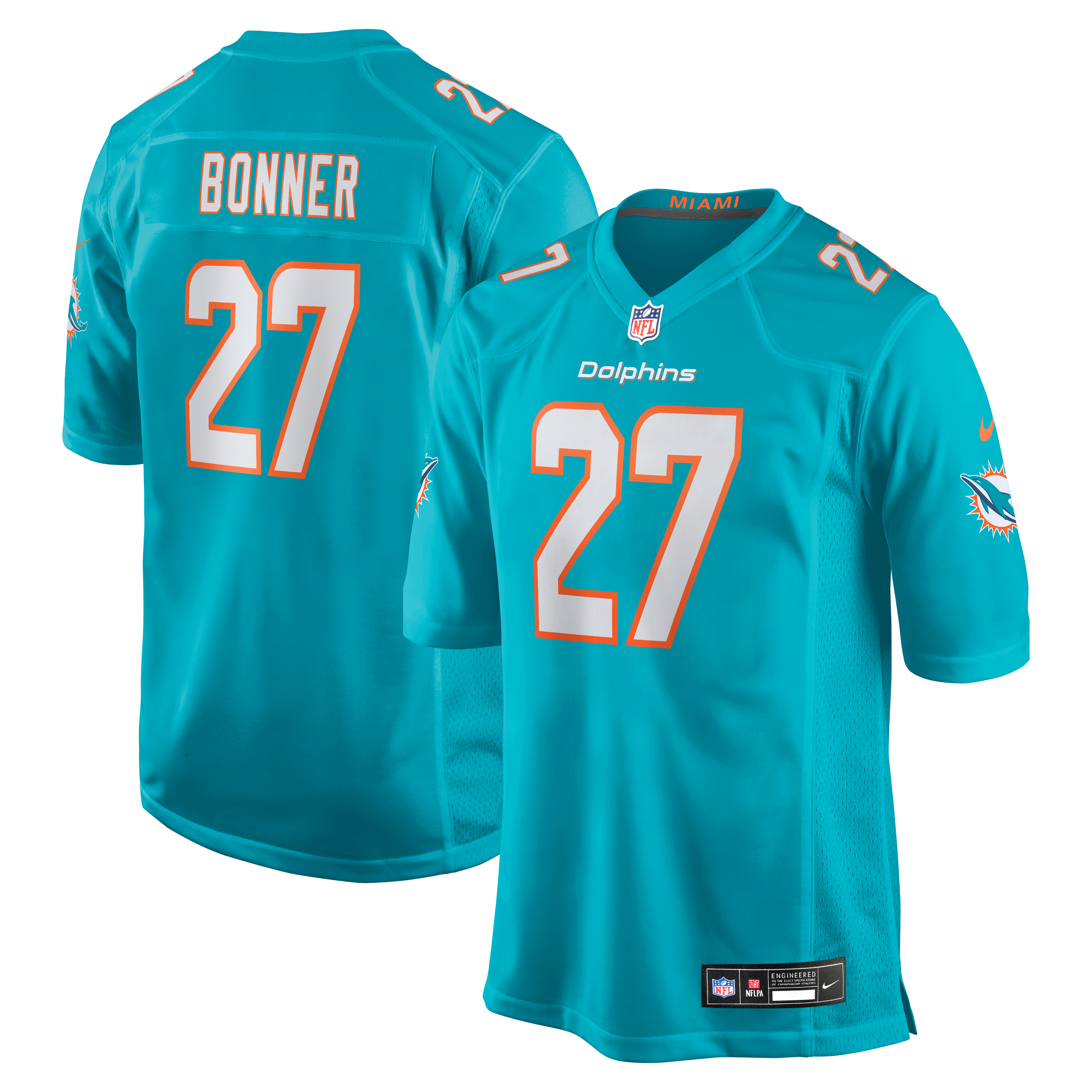 Ethan Bonner Miami Dolphins Game Jersey - Aqua