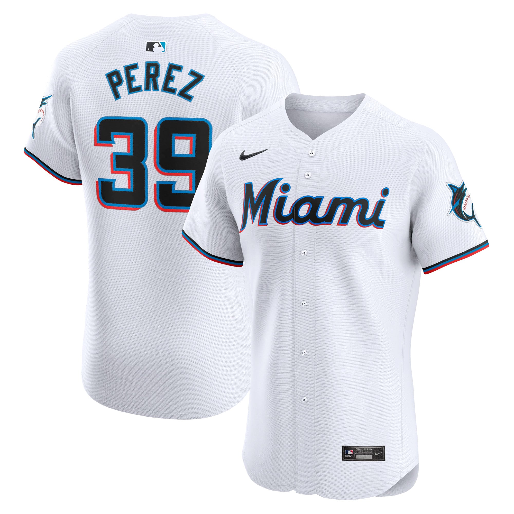 Eury Perez Miami Marlins Home Elite Player Jersey - White - Image 2