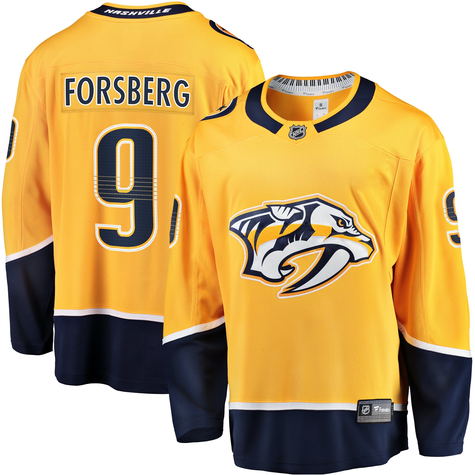 Filip Forsberg Nashville Predators Home Breakaway Jersey - Gold - Image 2