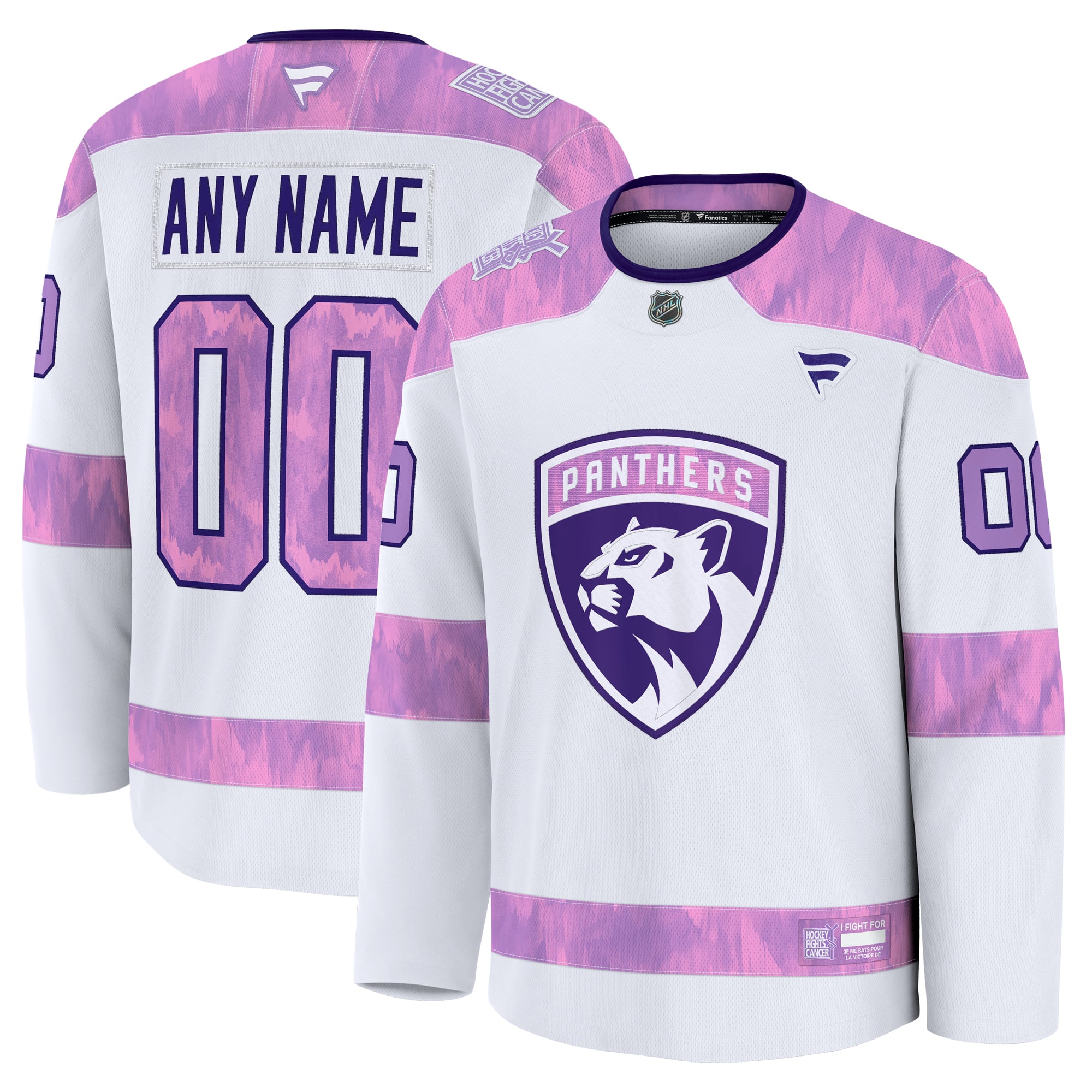Florida Panthers 2024 Hockey Fights Cancer Custom Practice Jersey - White - Image 2