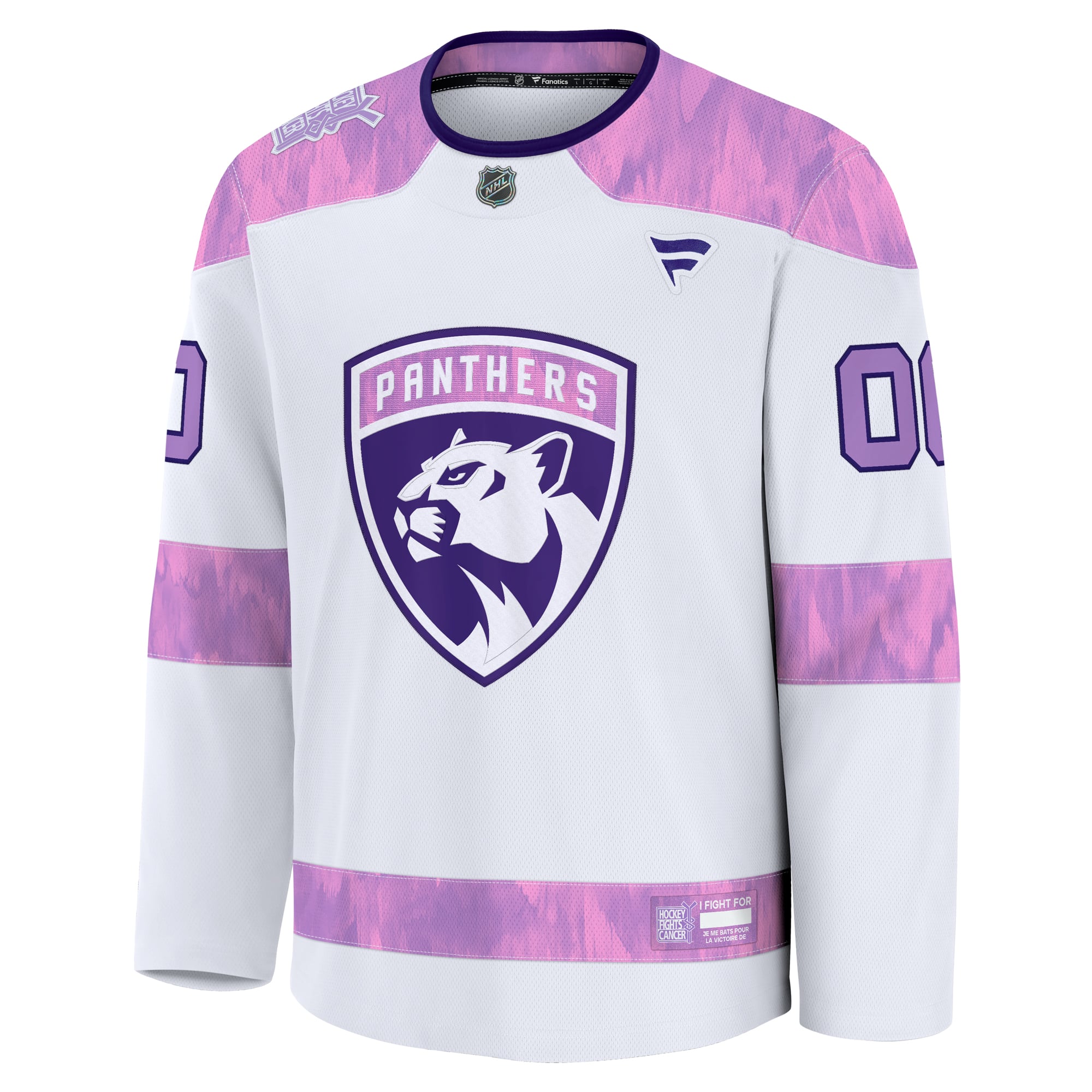 Florida Panthers 2024 Hockey Fights Cancer Custom Practice Jersey - White - Image 3