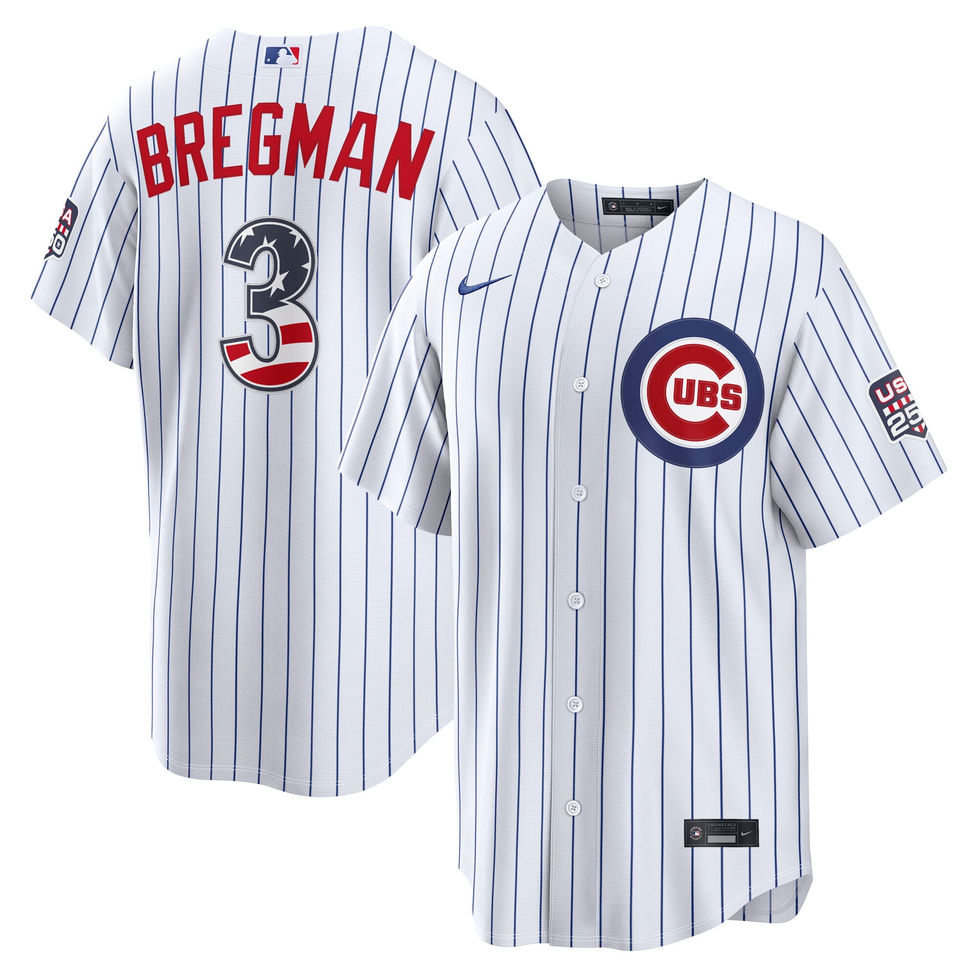 Fourth of July Chicago Cubs Alex Bregman White USA 250 Stadium Jersey