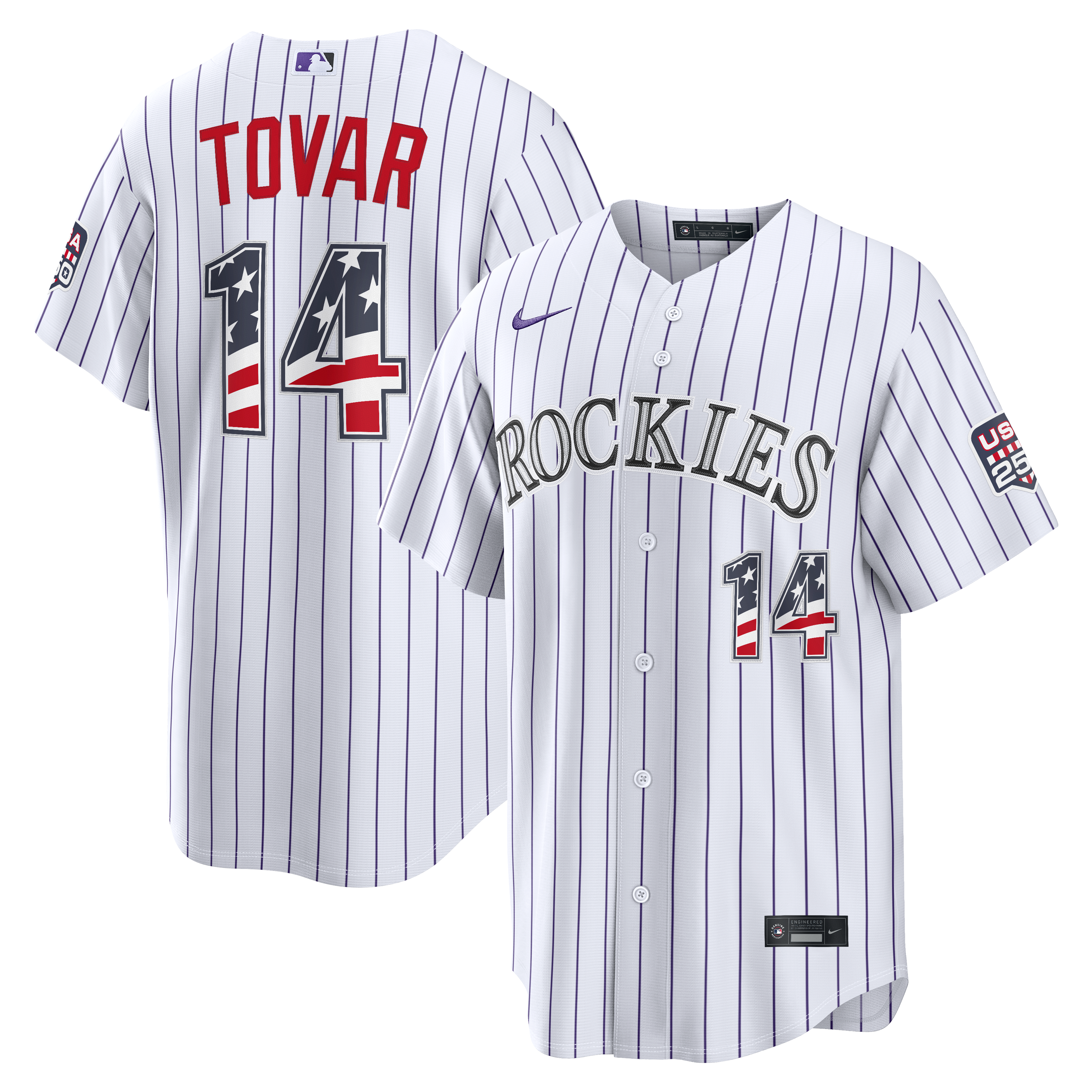 Fourth of July Colorado Rockies Ezequiel Tovar White USA 250 Stadium Jersey - Image 2