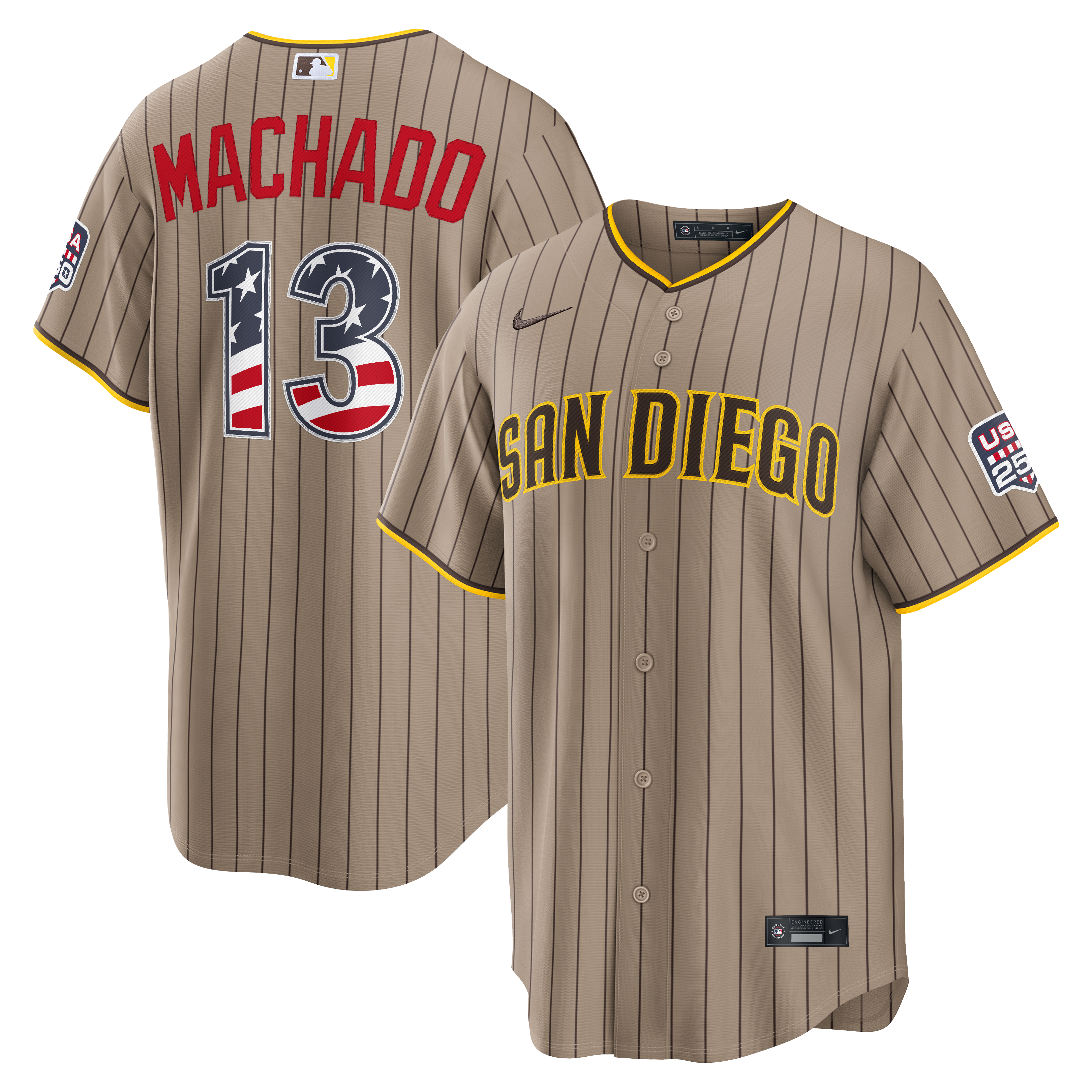 Fourth of July San Diego Padres Manny Machado Sand USA 250 Stadium Jersey - Image 2